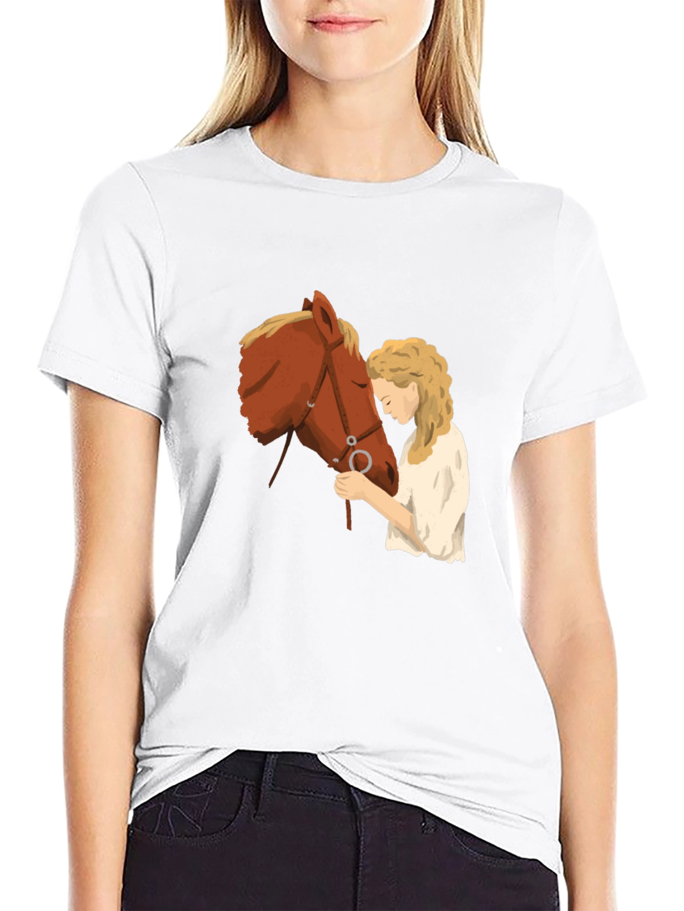 Horse & Girl Graphic T-Shirt - Black
