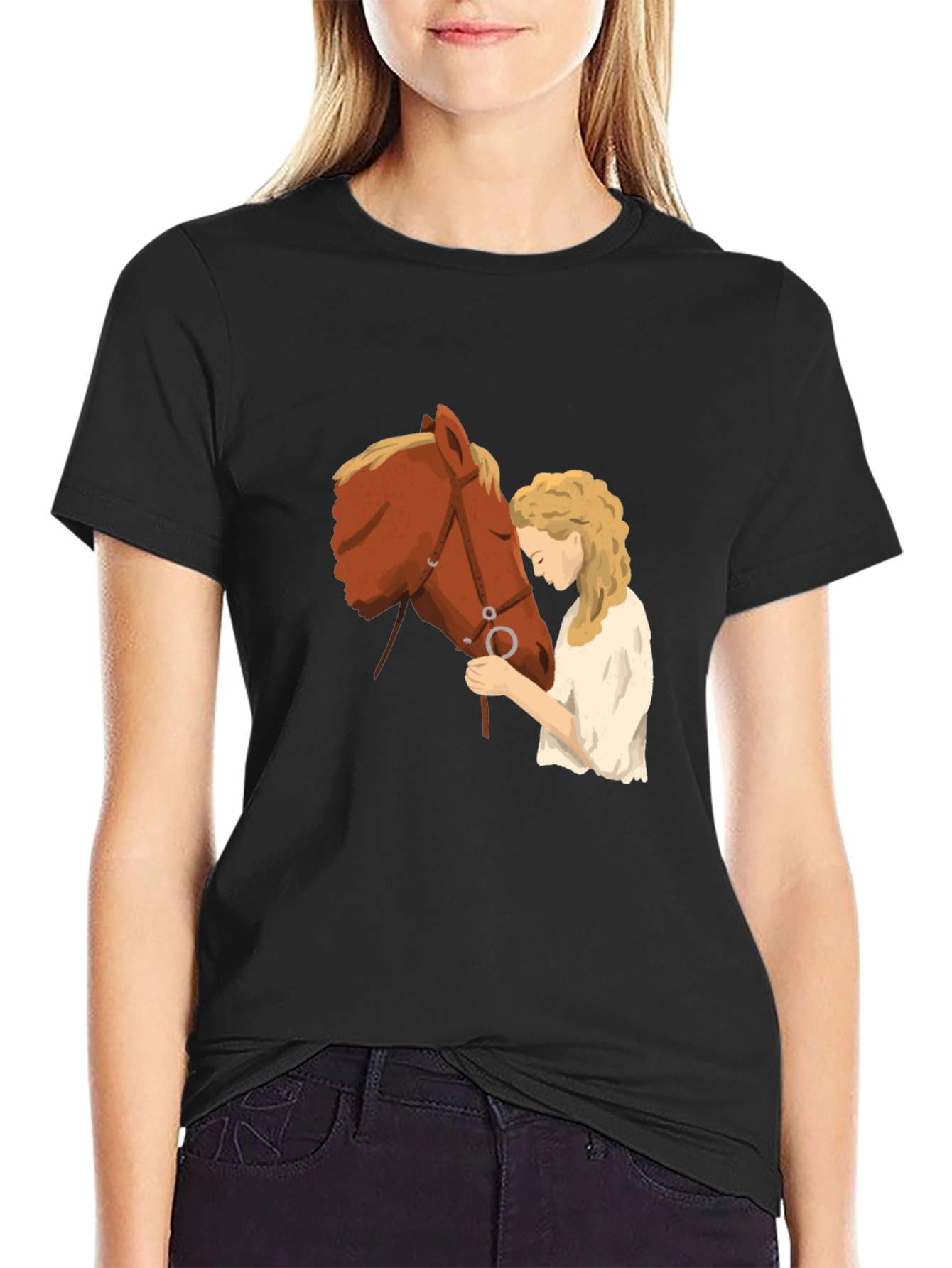 Horse & Girl Graphic T-Shirt - Black