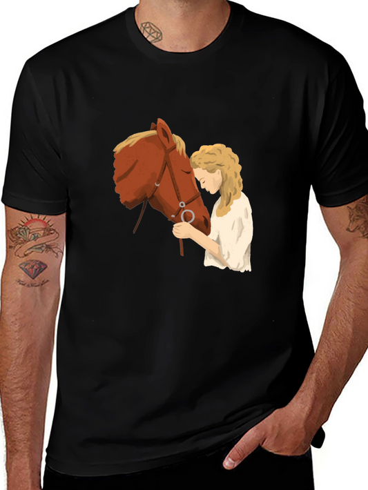 Horse & Girl Graphic T-Shirt - Black