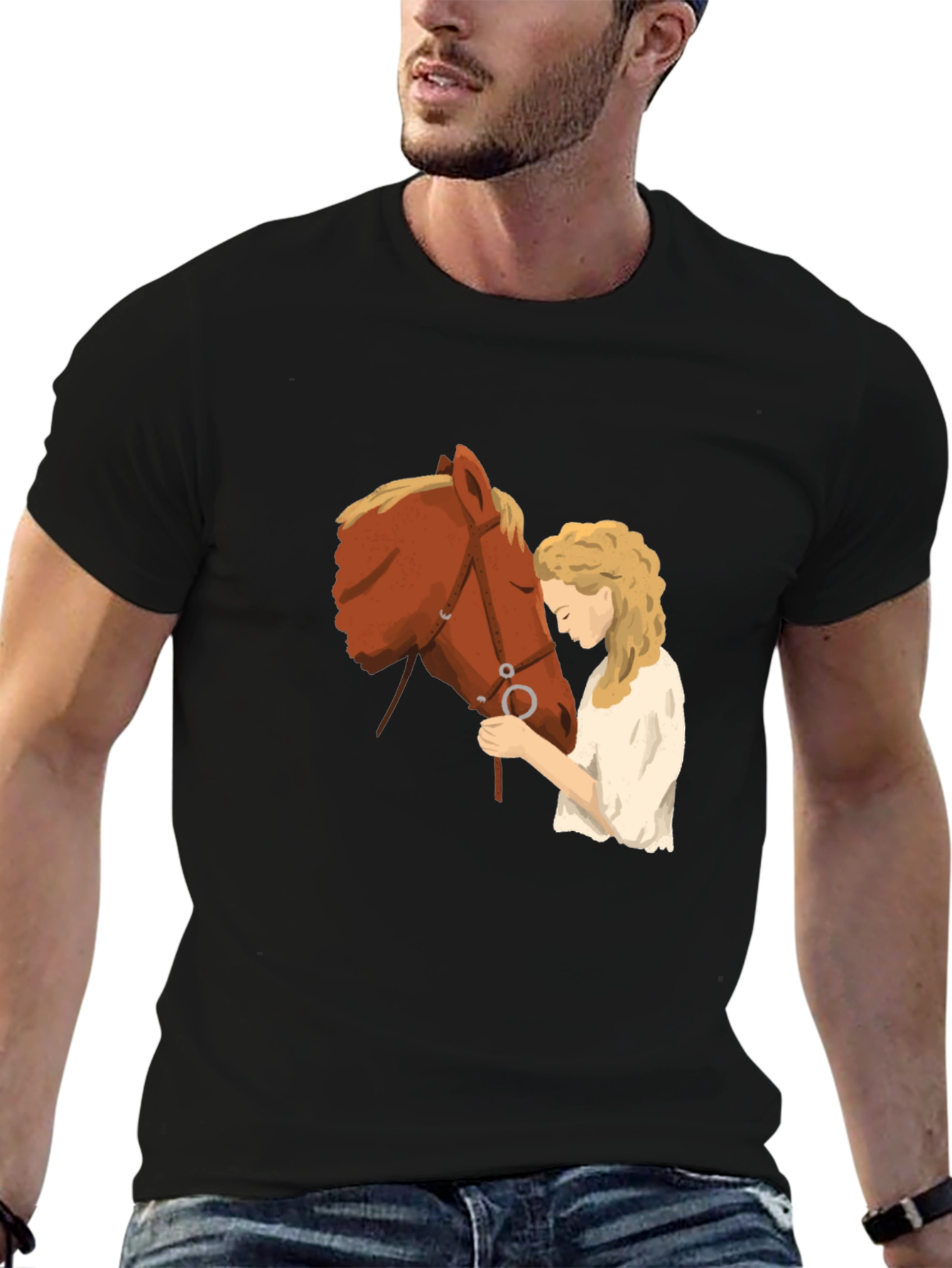 Horse & Girl Graphic T-Shirt - Black