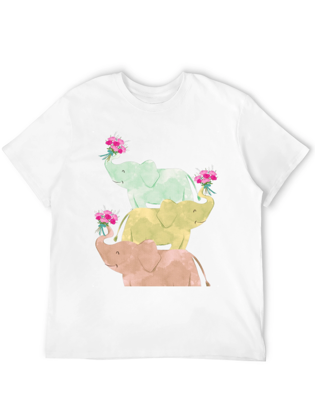 Elephant Flower Bouquet Black Tee