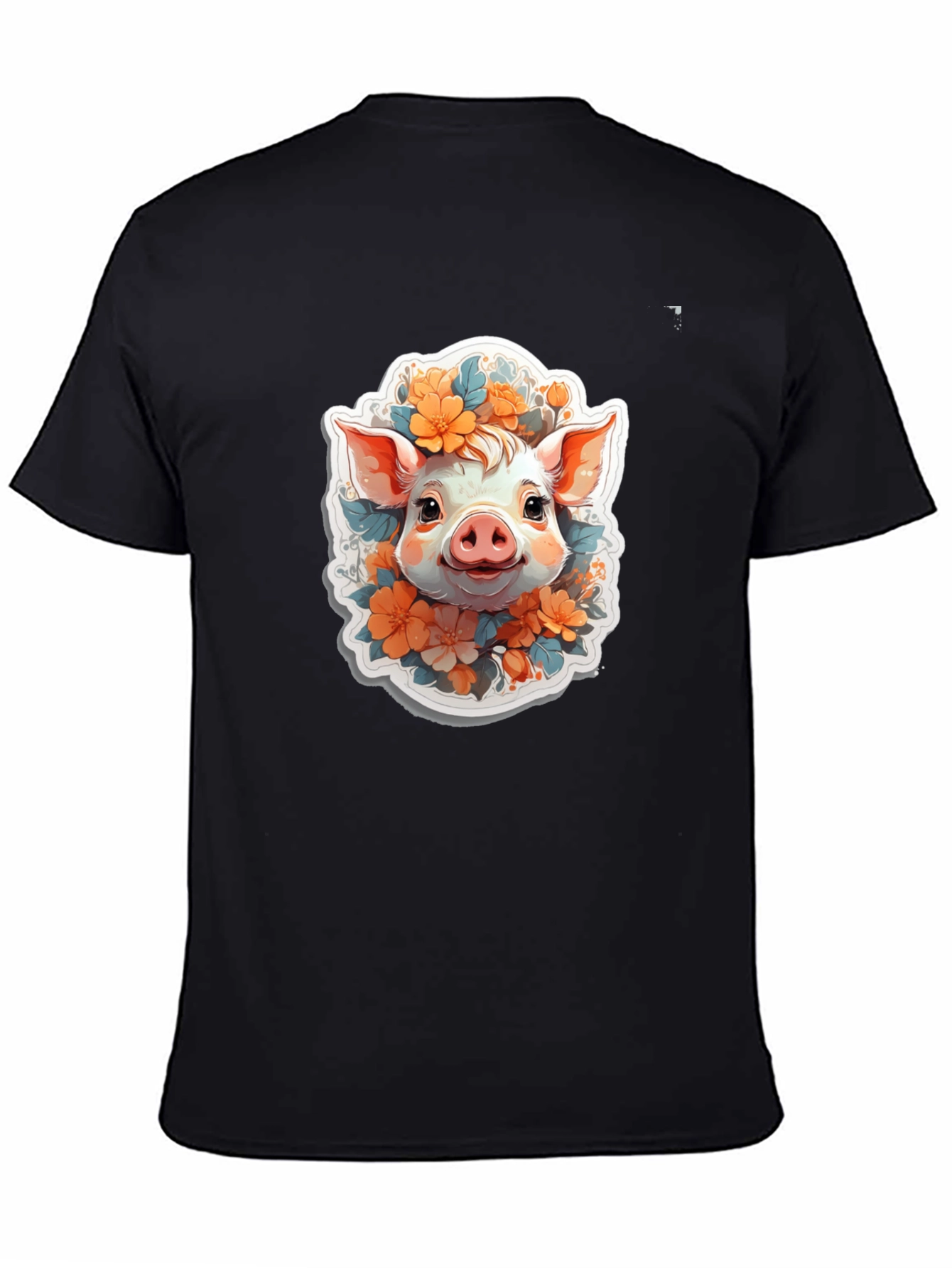Cute Piglet Floral Tee - Artistic Comfort