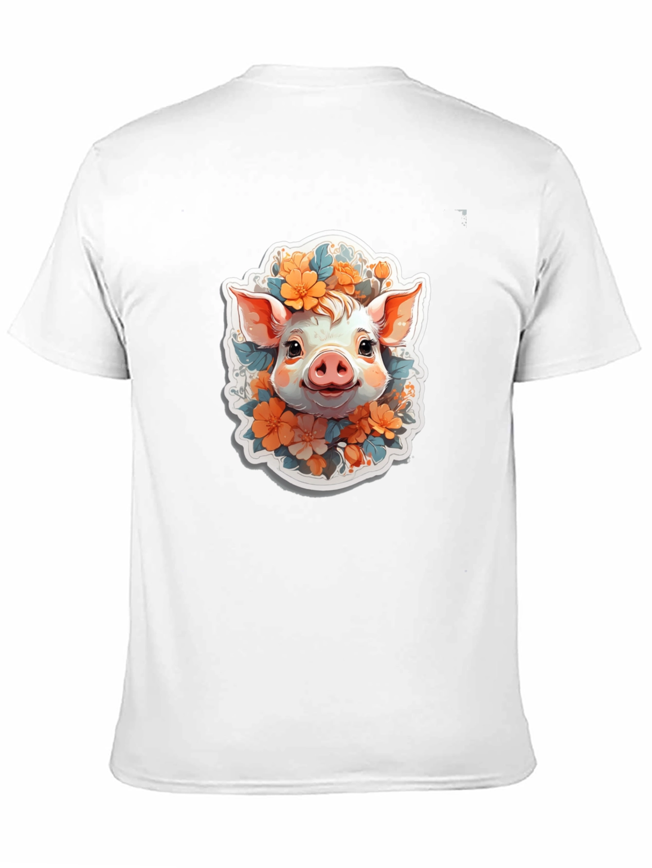 Cute Piglet Floral Tee - Artistic Comfort