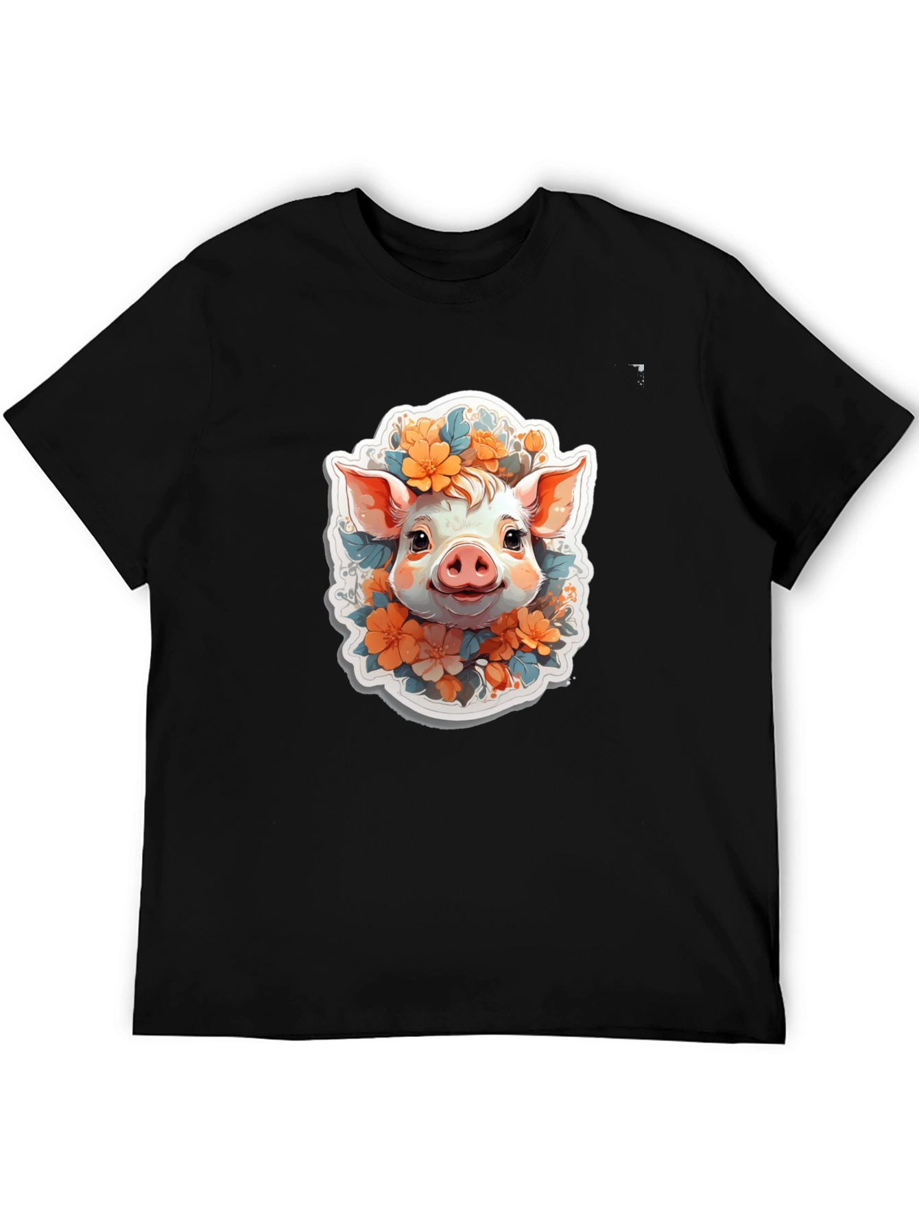 Cute Piglet Floral Tee - Artistic Comfort