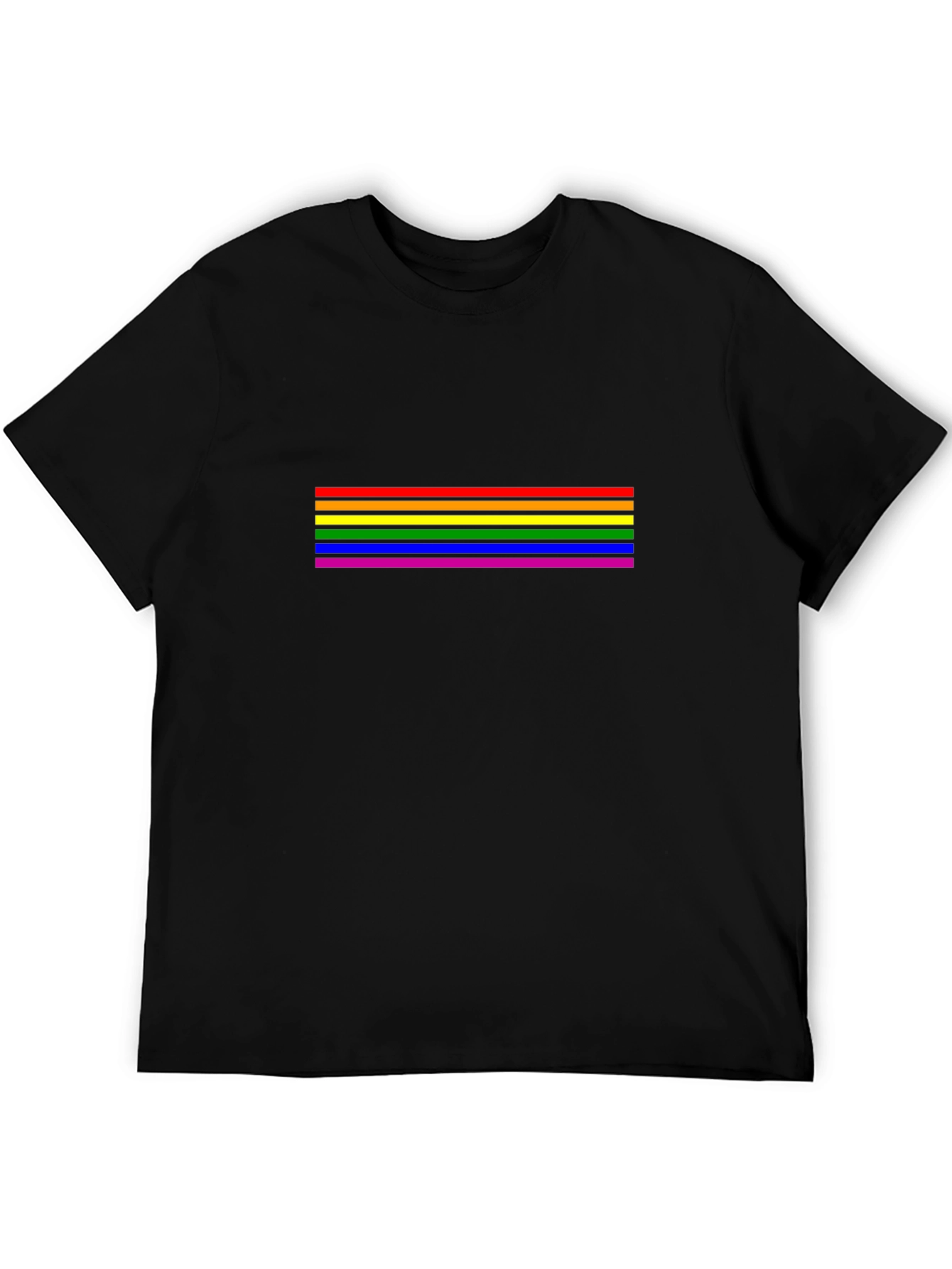 Pride Rainbow Striped T-Shirt - Black