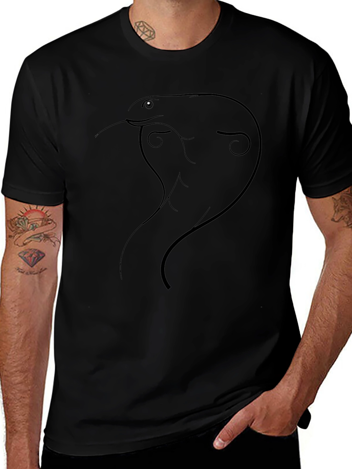 Minimalist Cobra Graphic T-Shirt - Black