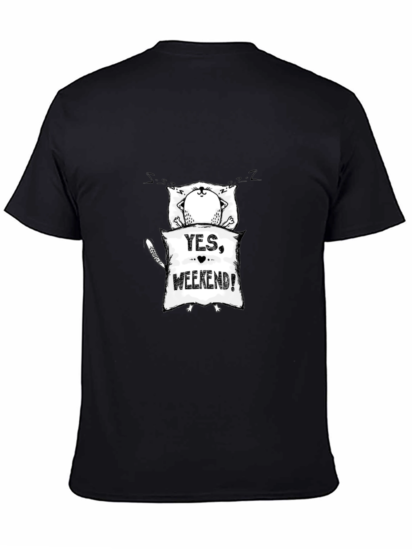 Yes Weekend! Sleepy Cat Graphic Tee - Black