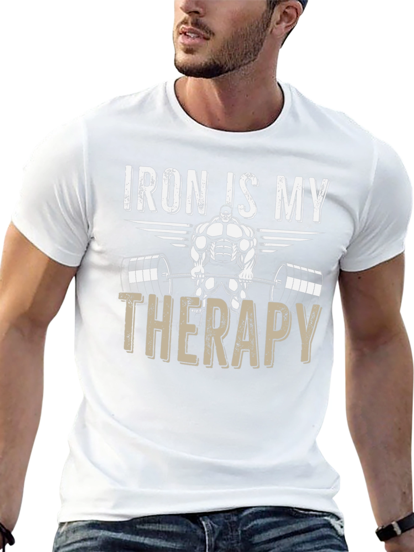 Iron Is My Therapy Gym Black T-Shirt