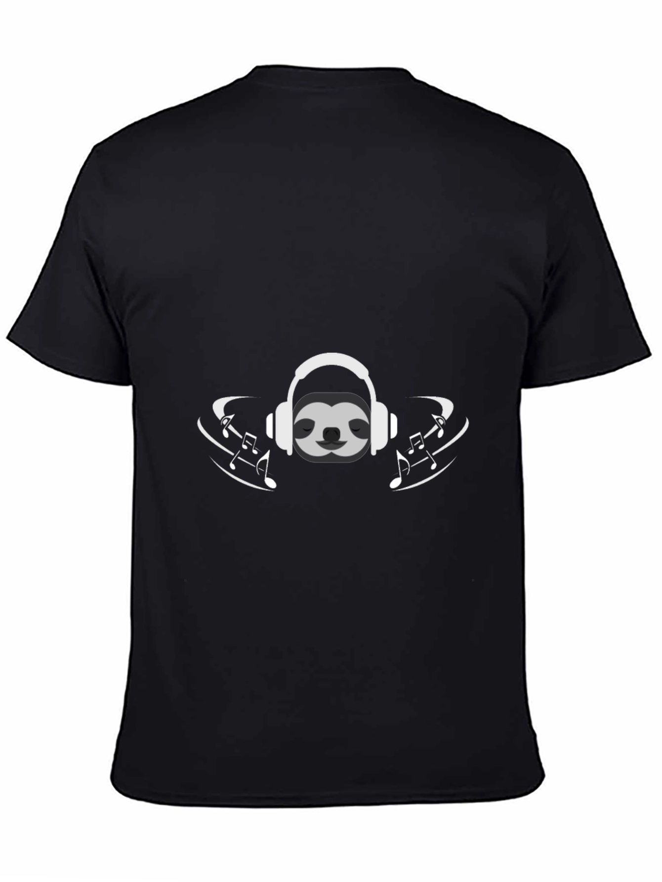 Sloth Music Lover Graphic Tee - Black T-Shirt
