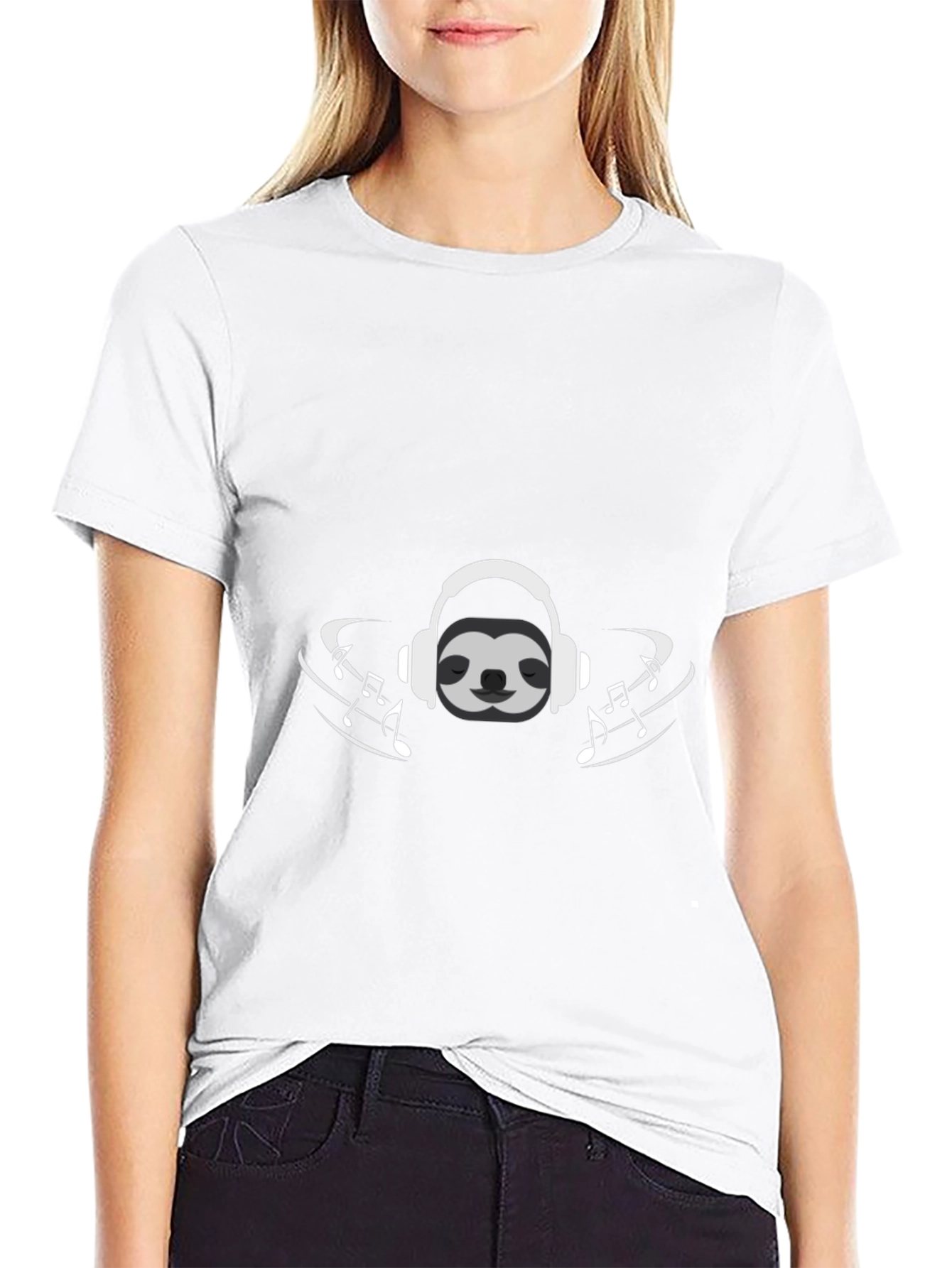 Sloth Music Lover Graphic Tee - Black T-Shirt