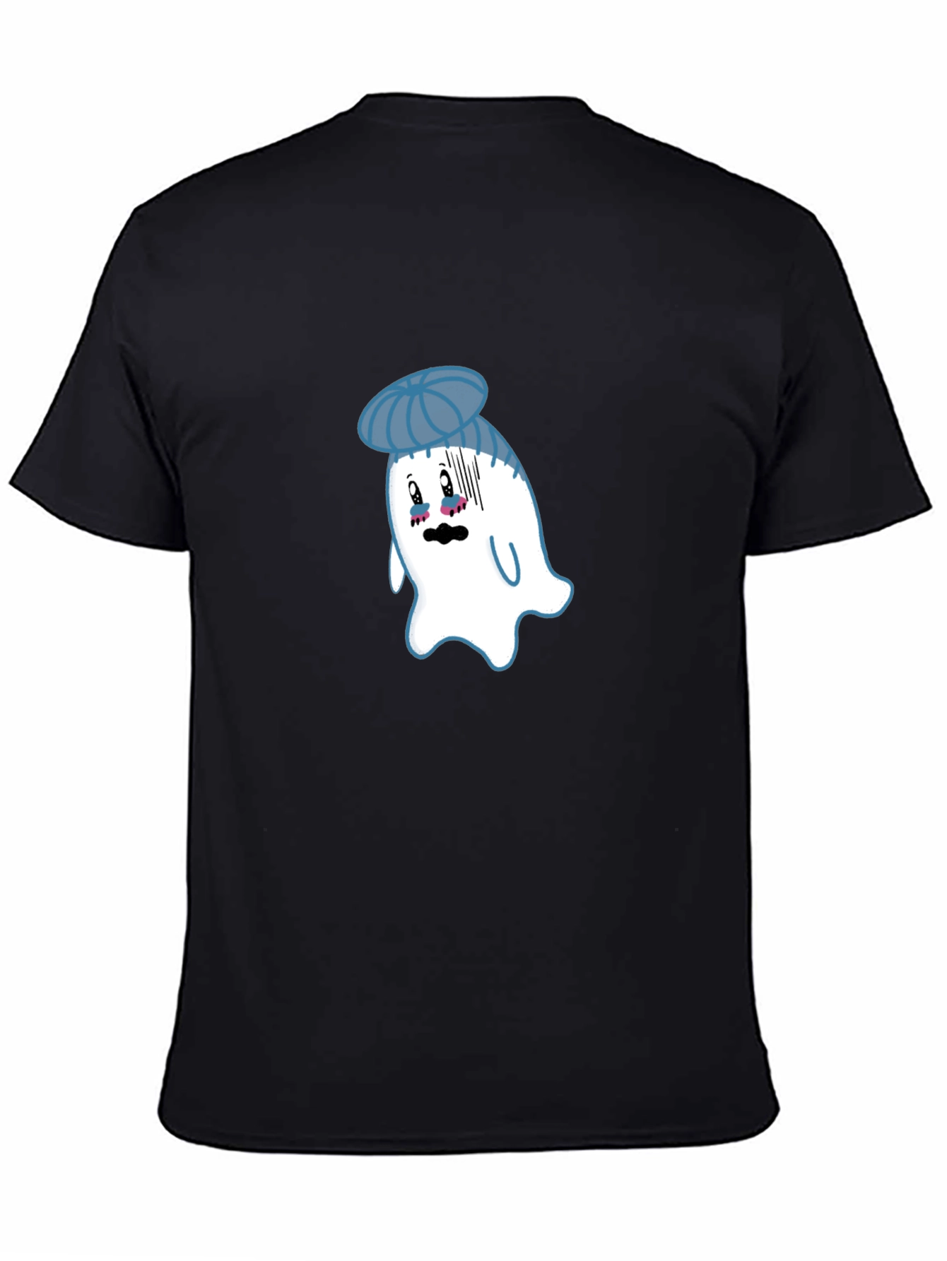 Funny Cartoon Ghost Graphic T-Shirt - Black