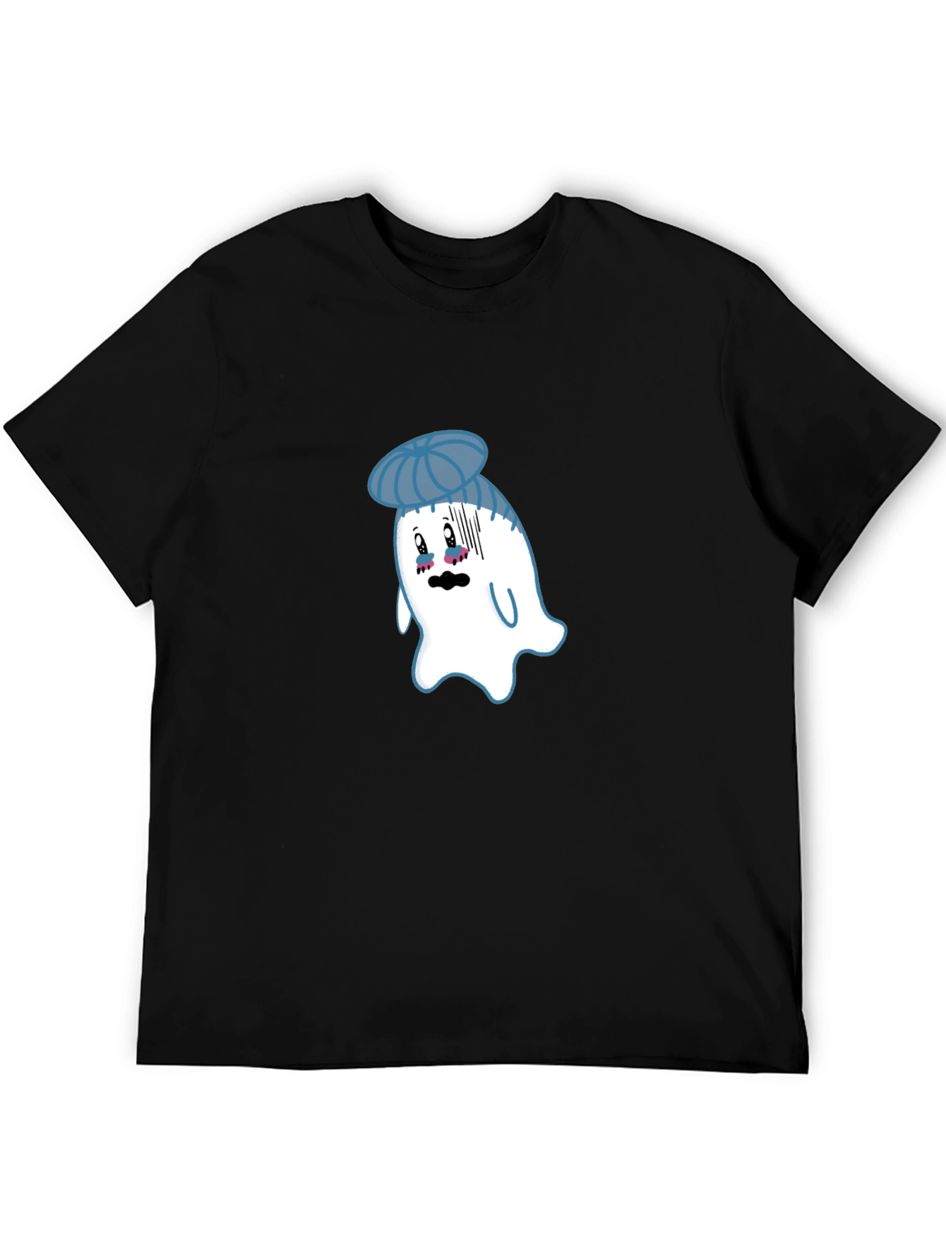 Funny Cartoon Ghost Graphic T-Shirt - Black
