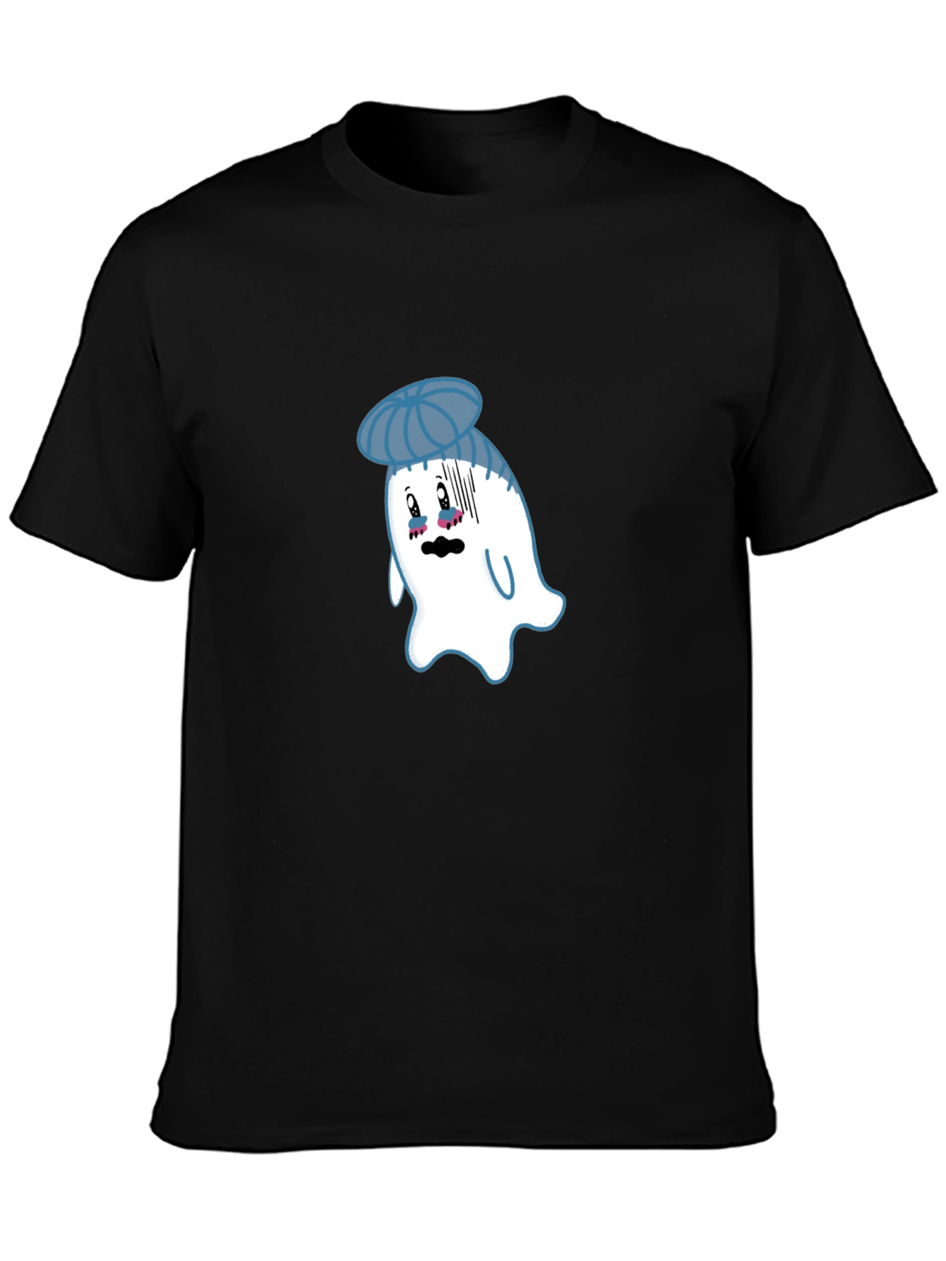 Funny Cartoon Ghost Graphic T-Shirt - Black