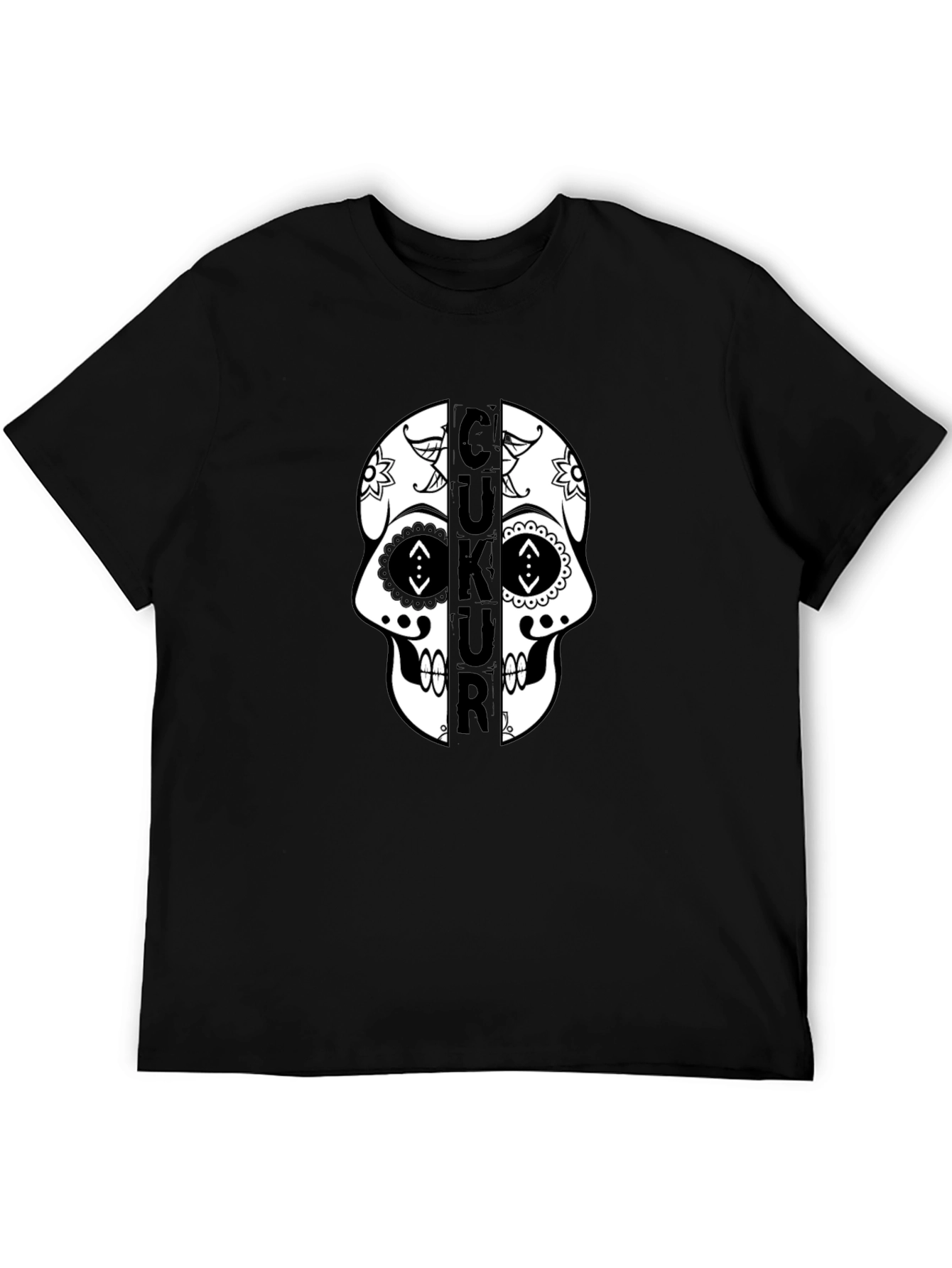 CUKUR Skull Graphic Print T-Shirt - Black
