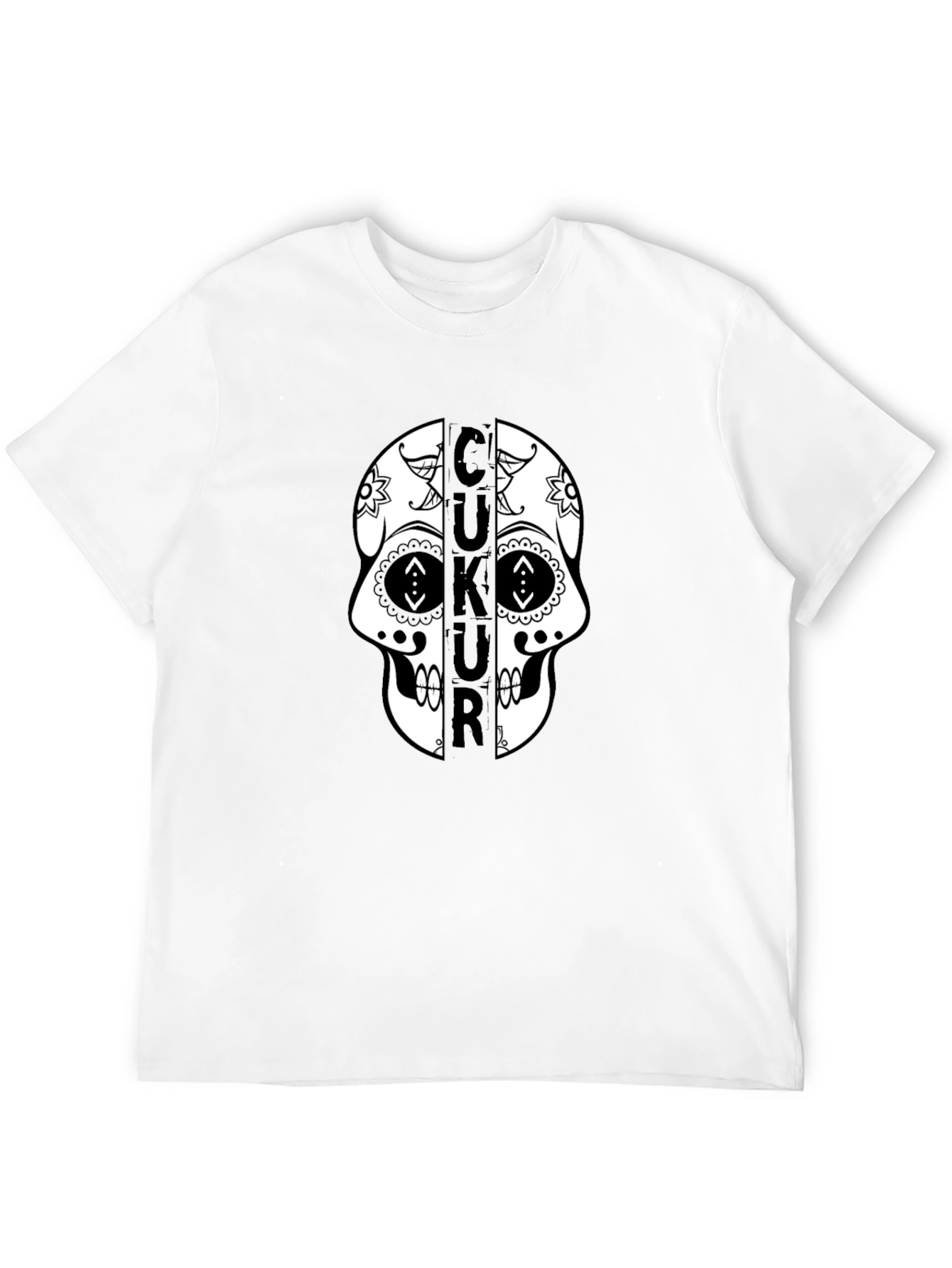 CUKUR Skull Graphic Print T-Shirt - Black