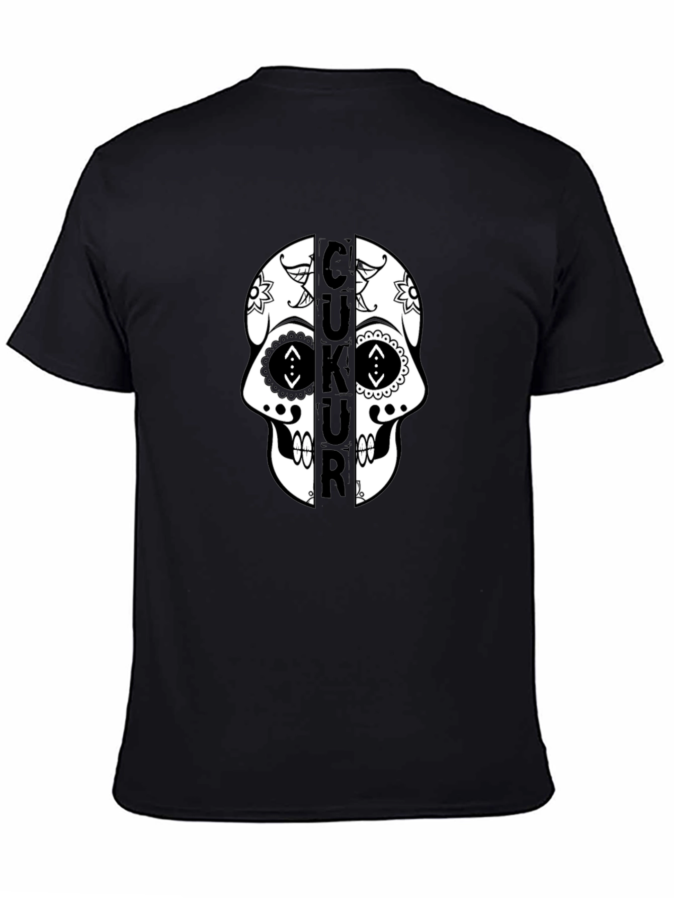 CUKUR Skull Graphic Print T-Shirt - Black