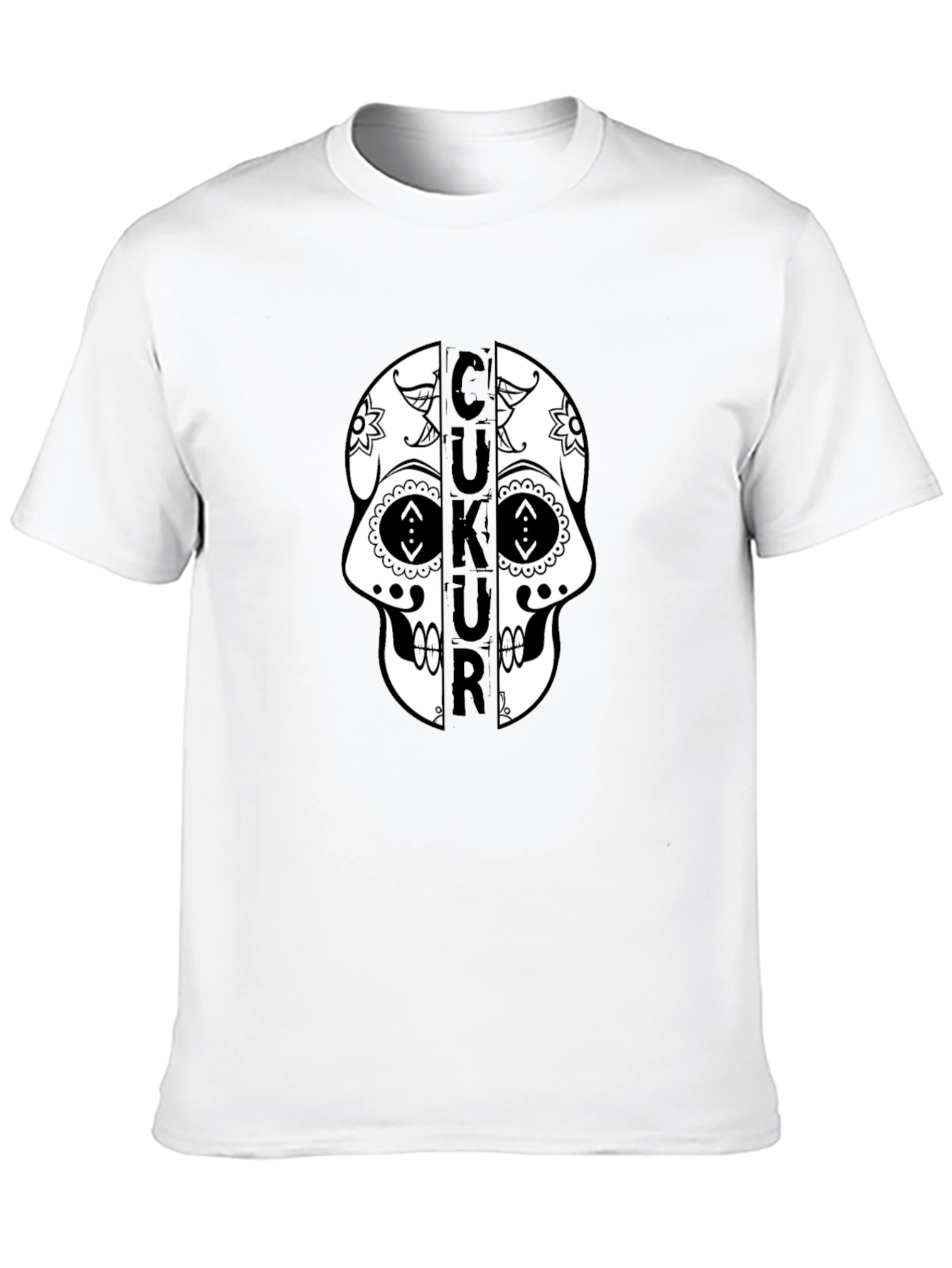 CUKUR Skull Graphic Print T-Shirt - Black