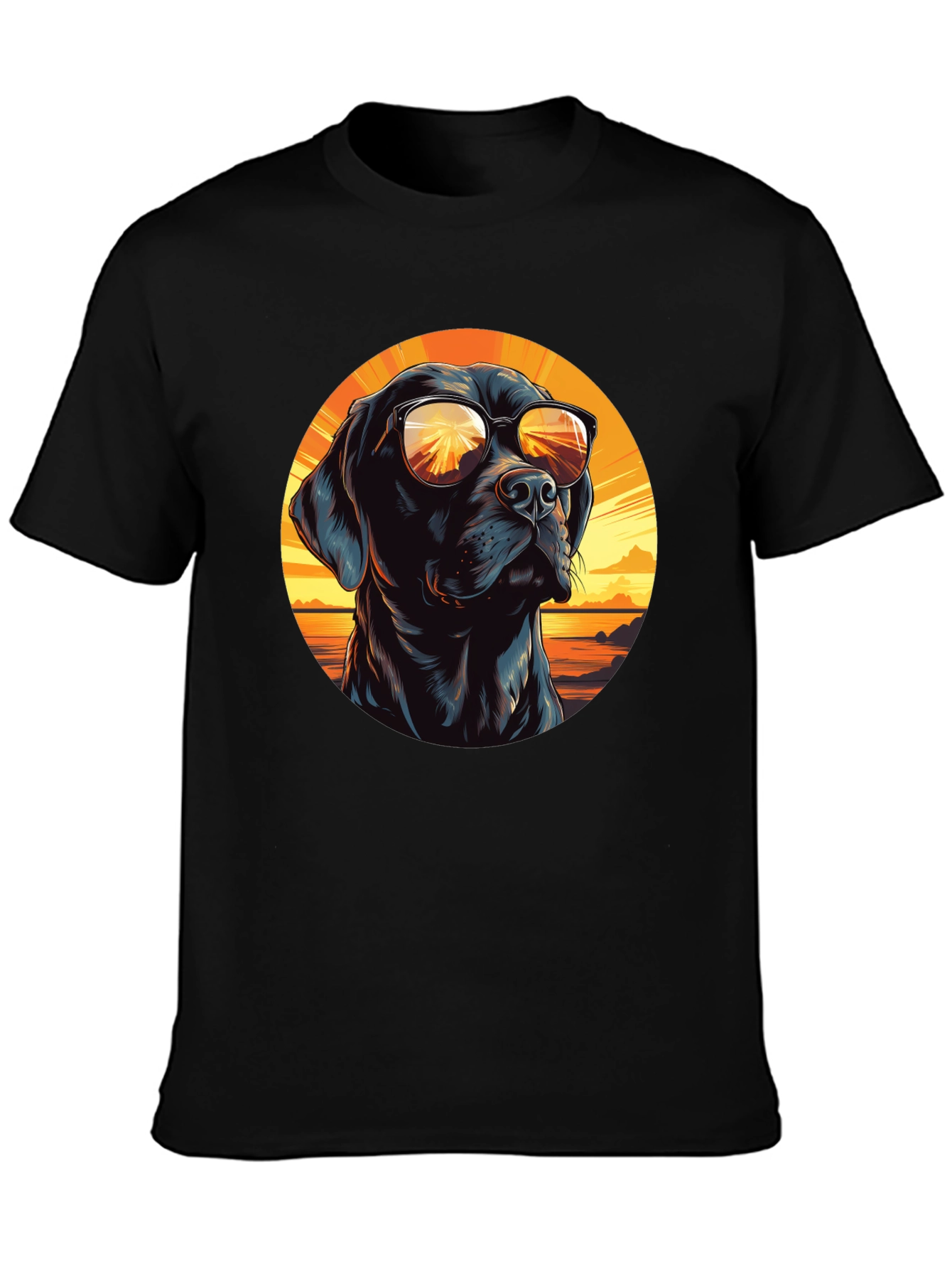 Cool Dog with Sunglasses Black T-Shirt