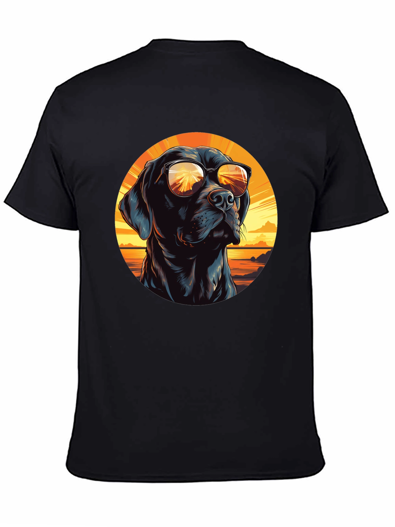 Cool Dog with Sunglasses Black T-Shirt