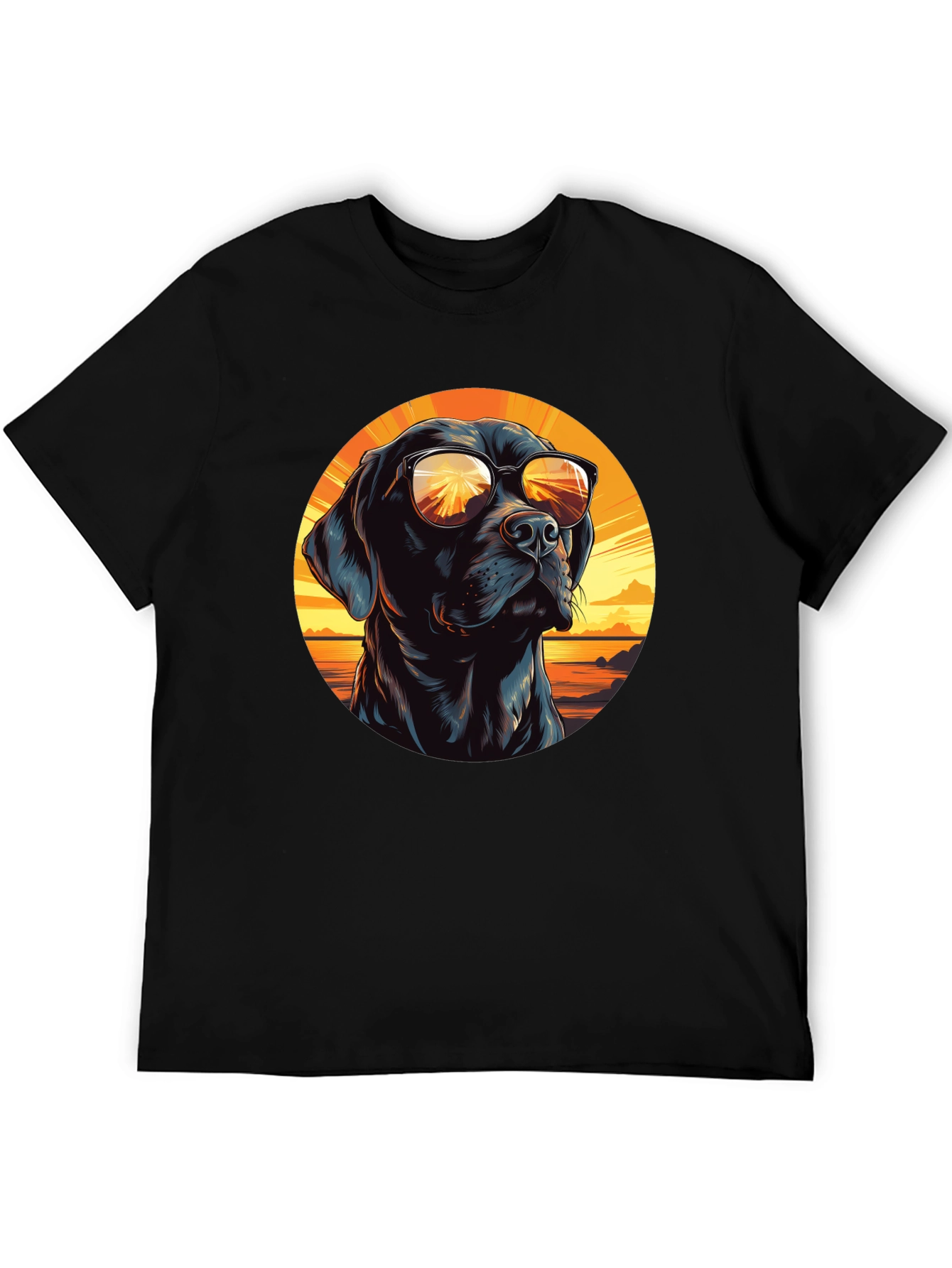 Cool Dog with Sunglasses Black T-Shirt