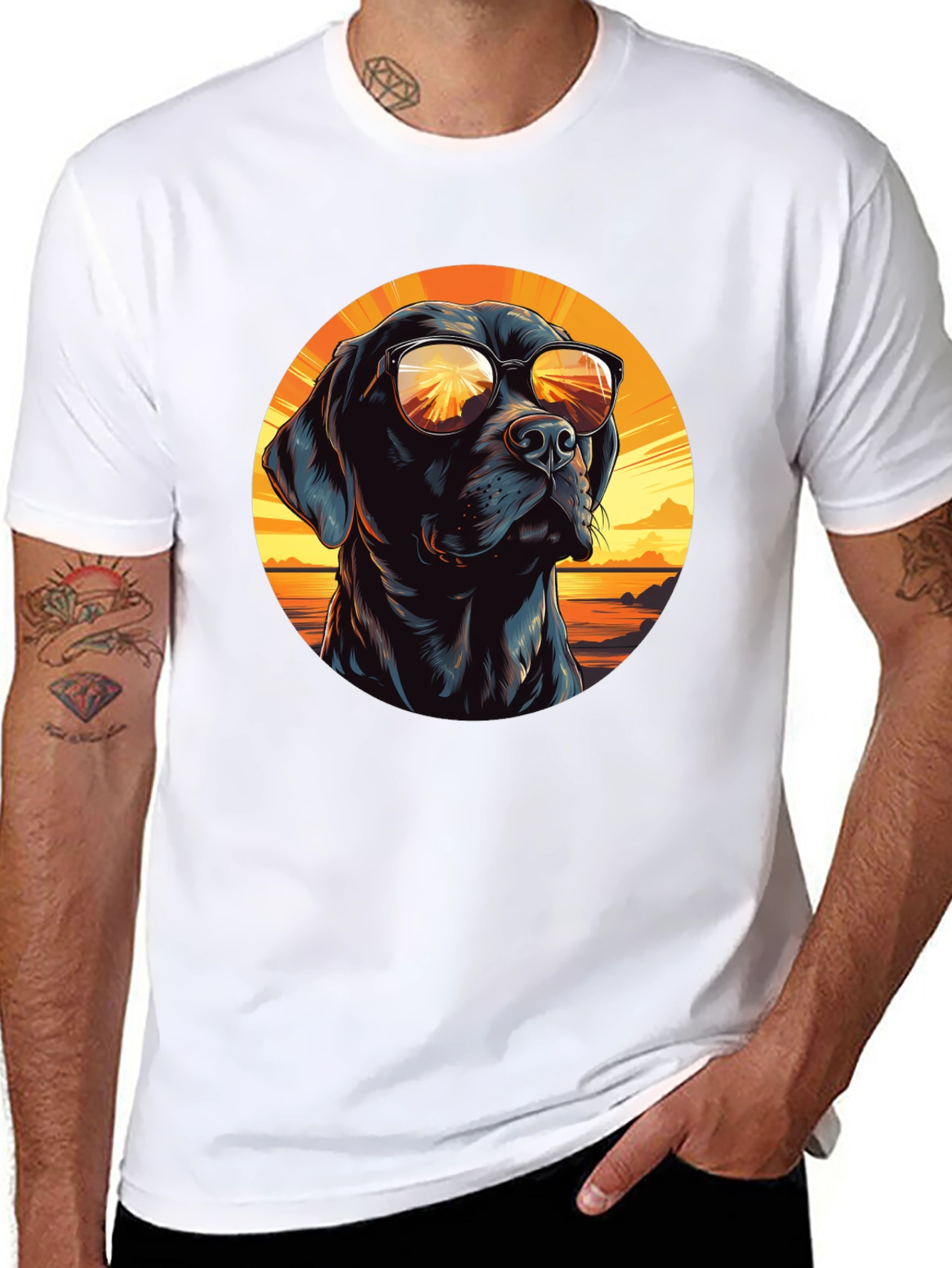 Cool Dog with Sunglasses Black T-Shirt