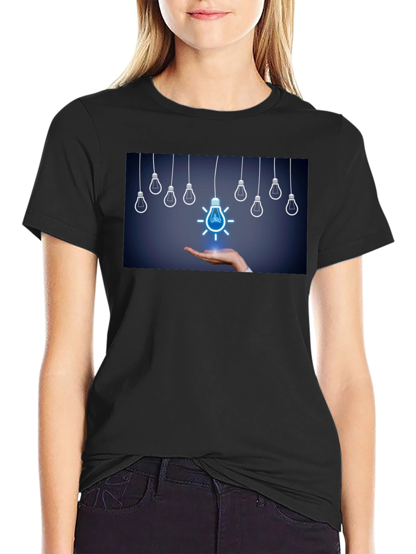 Idea Light Bulb Graphic Tee - Black