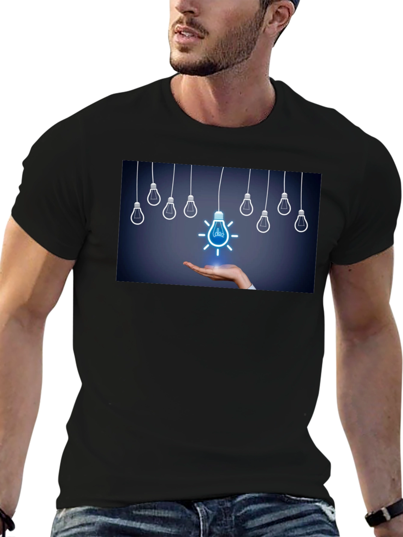 Idea Light Bulb Graphic Tee - Black