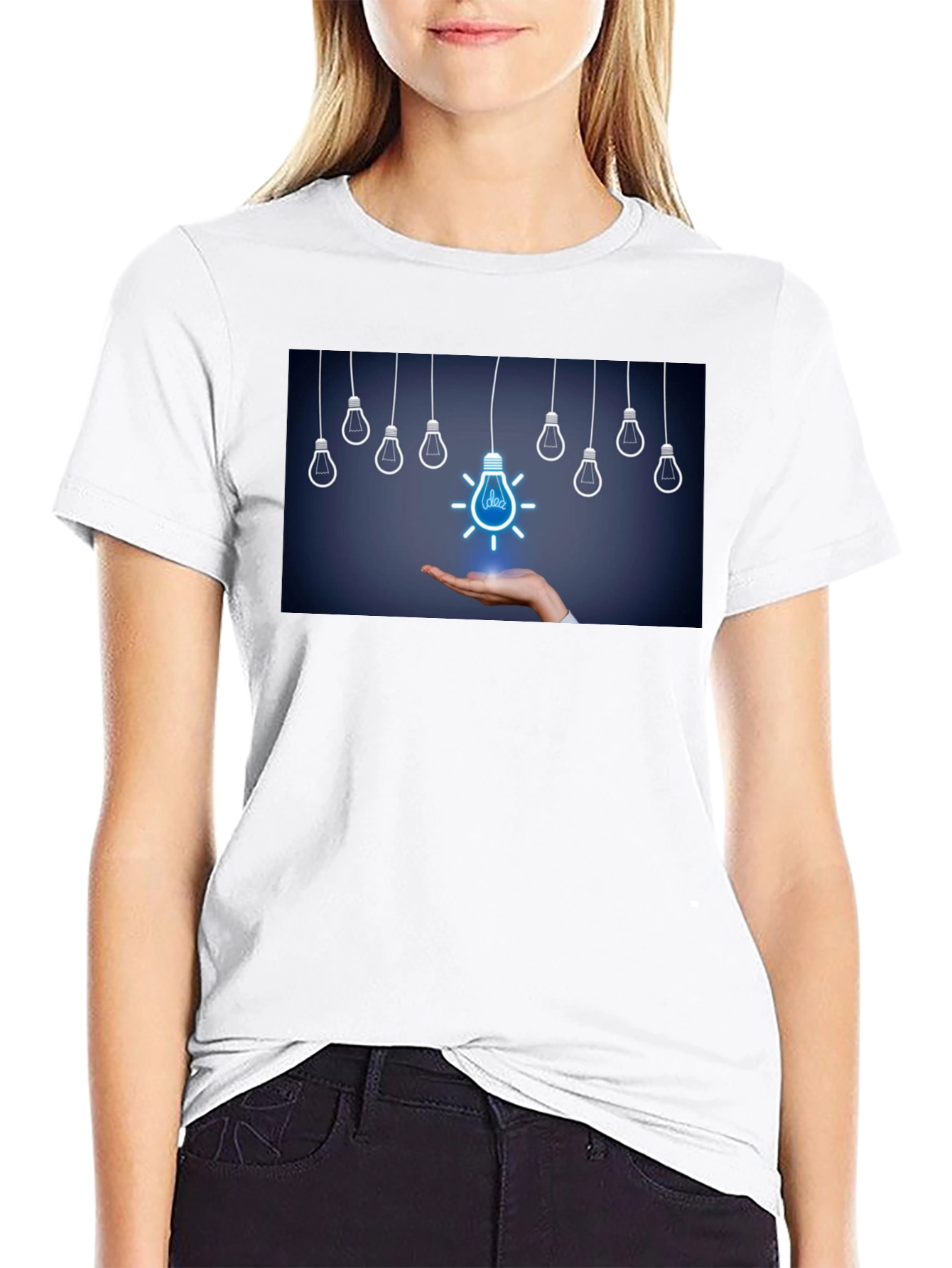 Idea Light Bulb Graphic Tee - Black