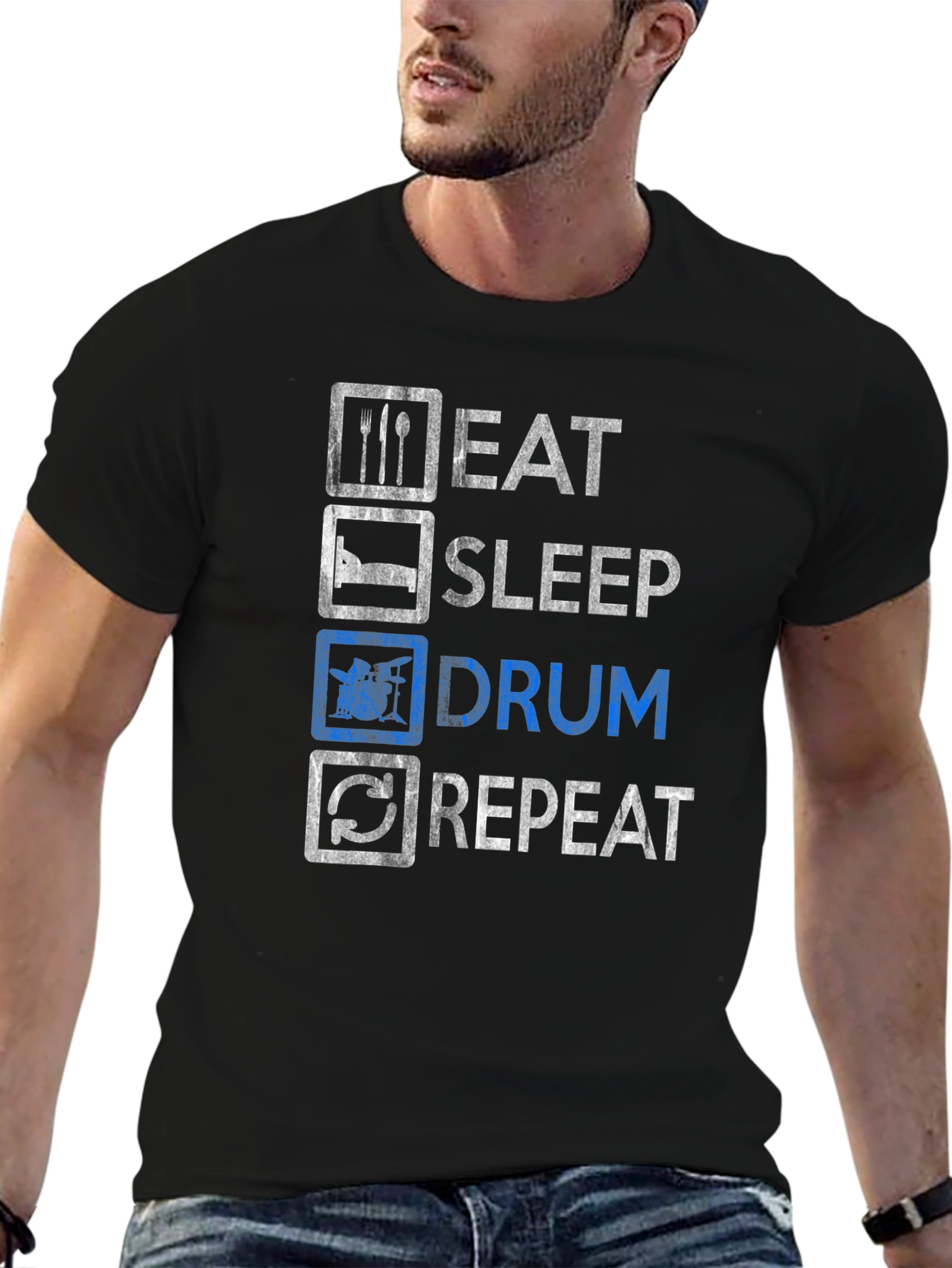 Eat Sleep Drum Repeat T-Shirt - Drummer Gift