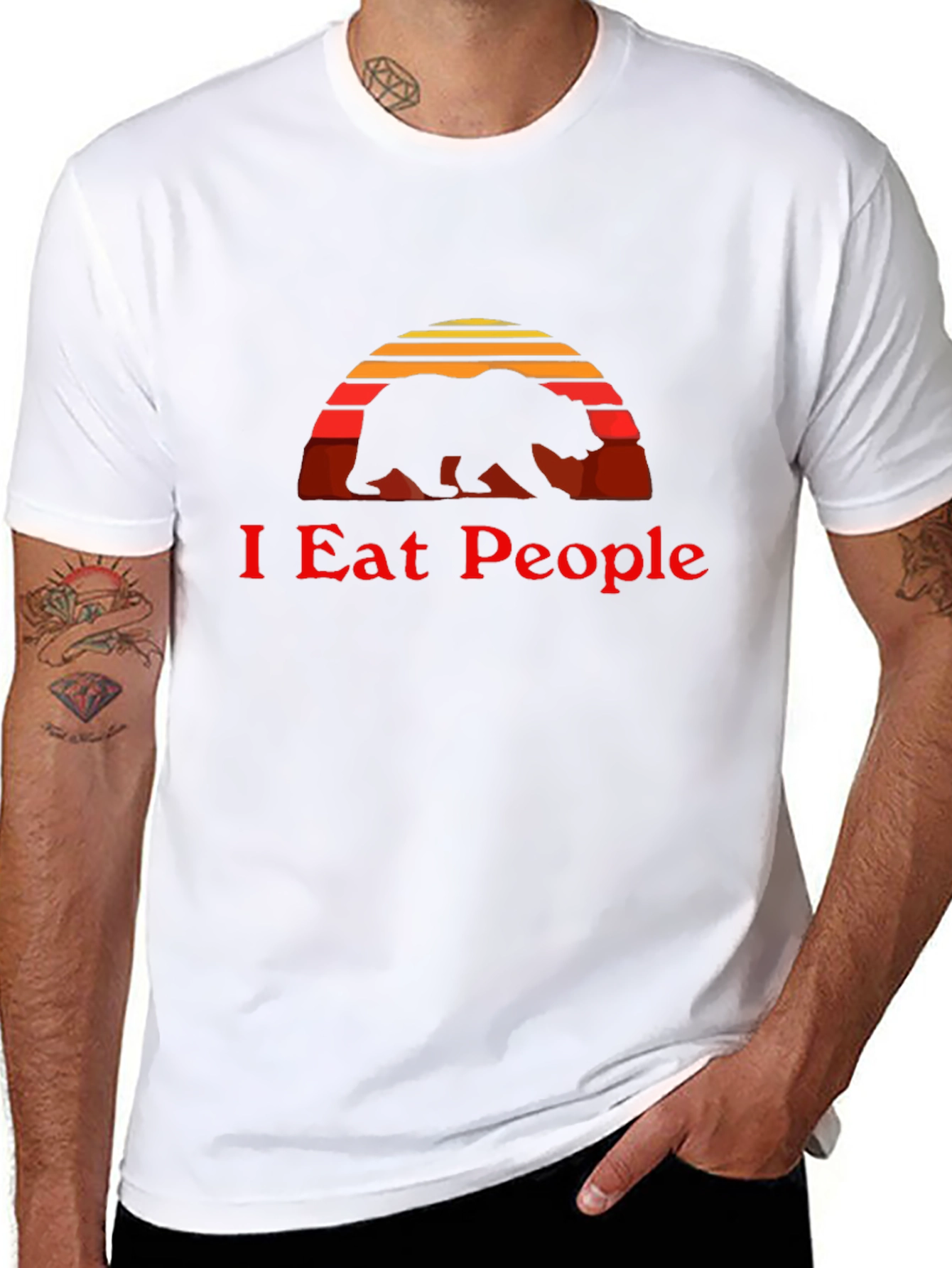 Funny Bear I Eat People T-Shirt Black