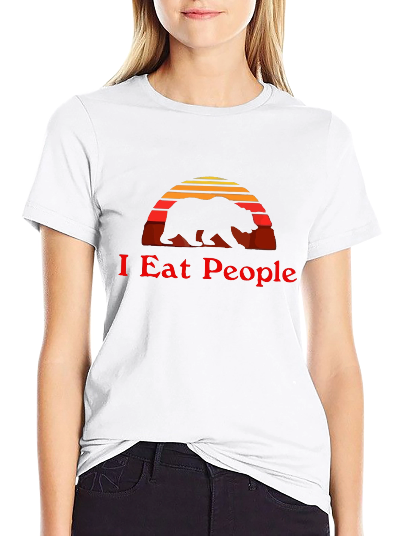 Funny Bear I Eat People T-Shirt Black