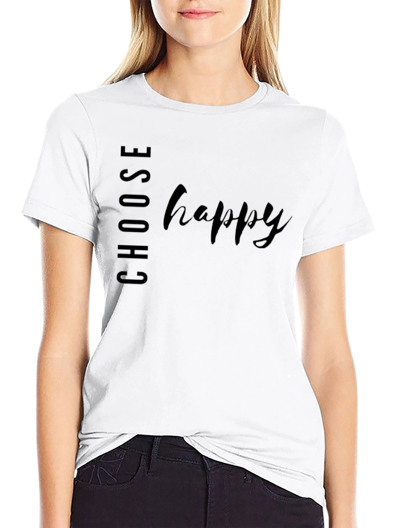 Choose Happy Black Graphic Tee - Inspirational Shirt