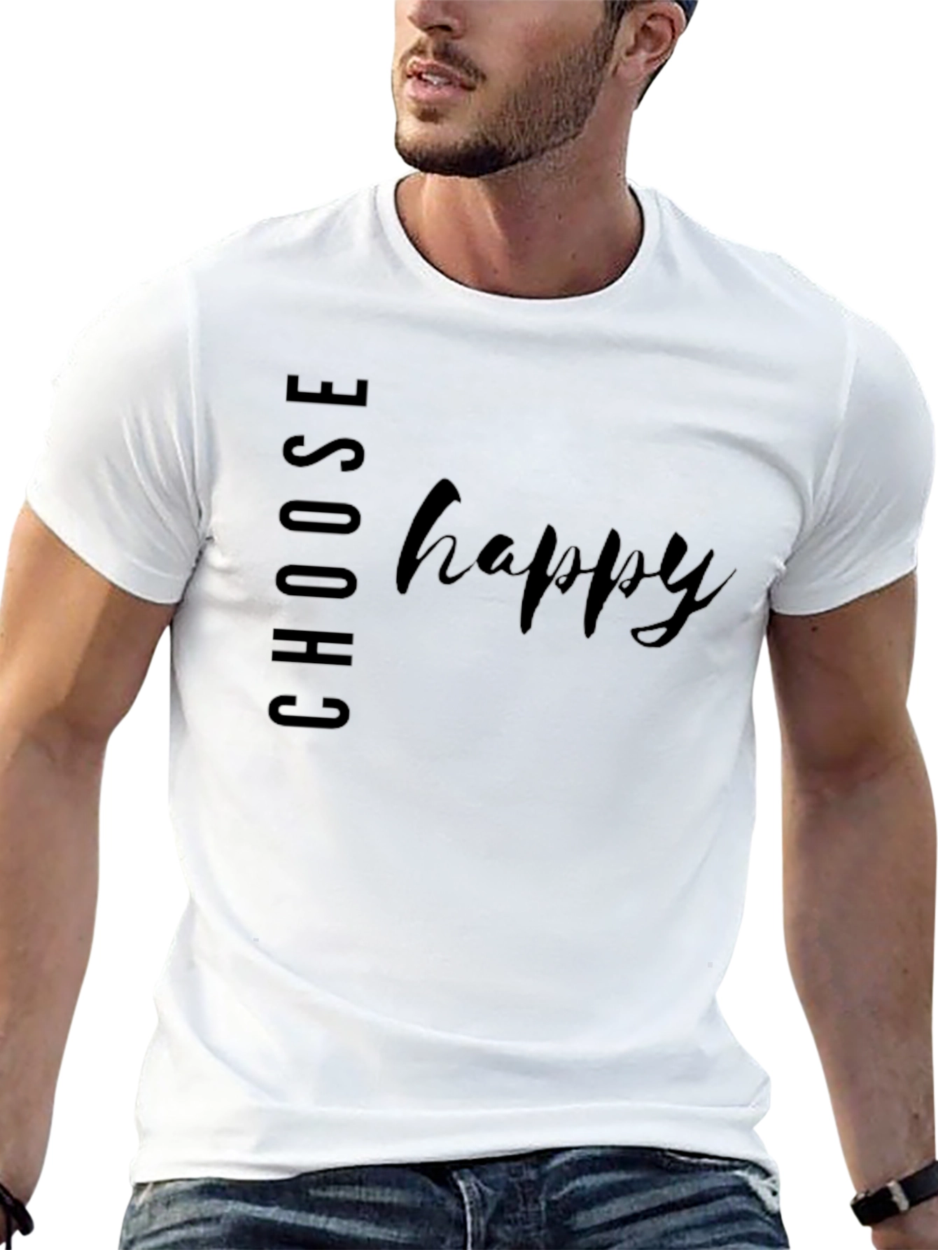 Choose Happy Black Graphic Tee - Inspirational Shirt