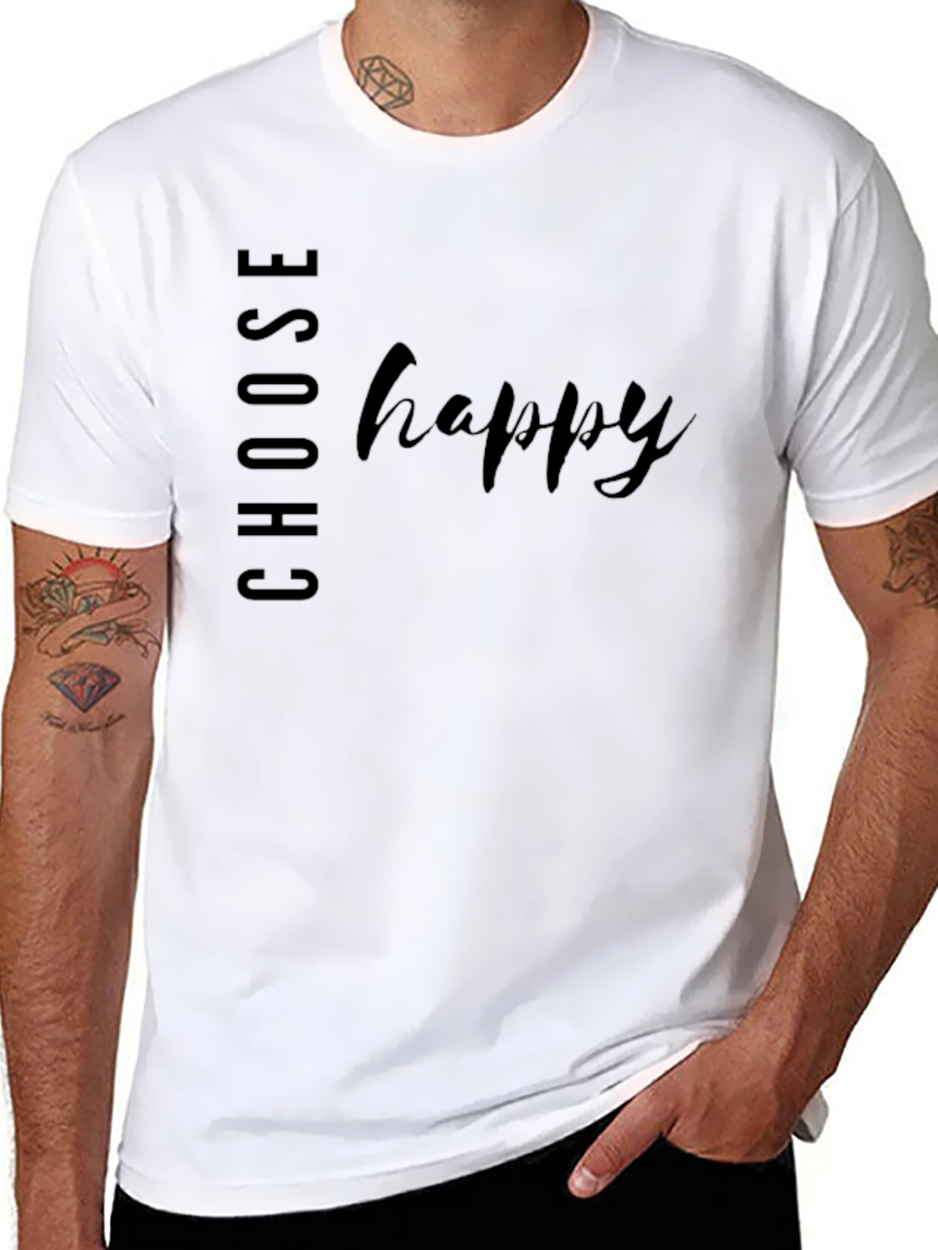 Choose Happy Black Graphic Tee - Inspirational Shirt