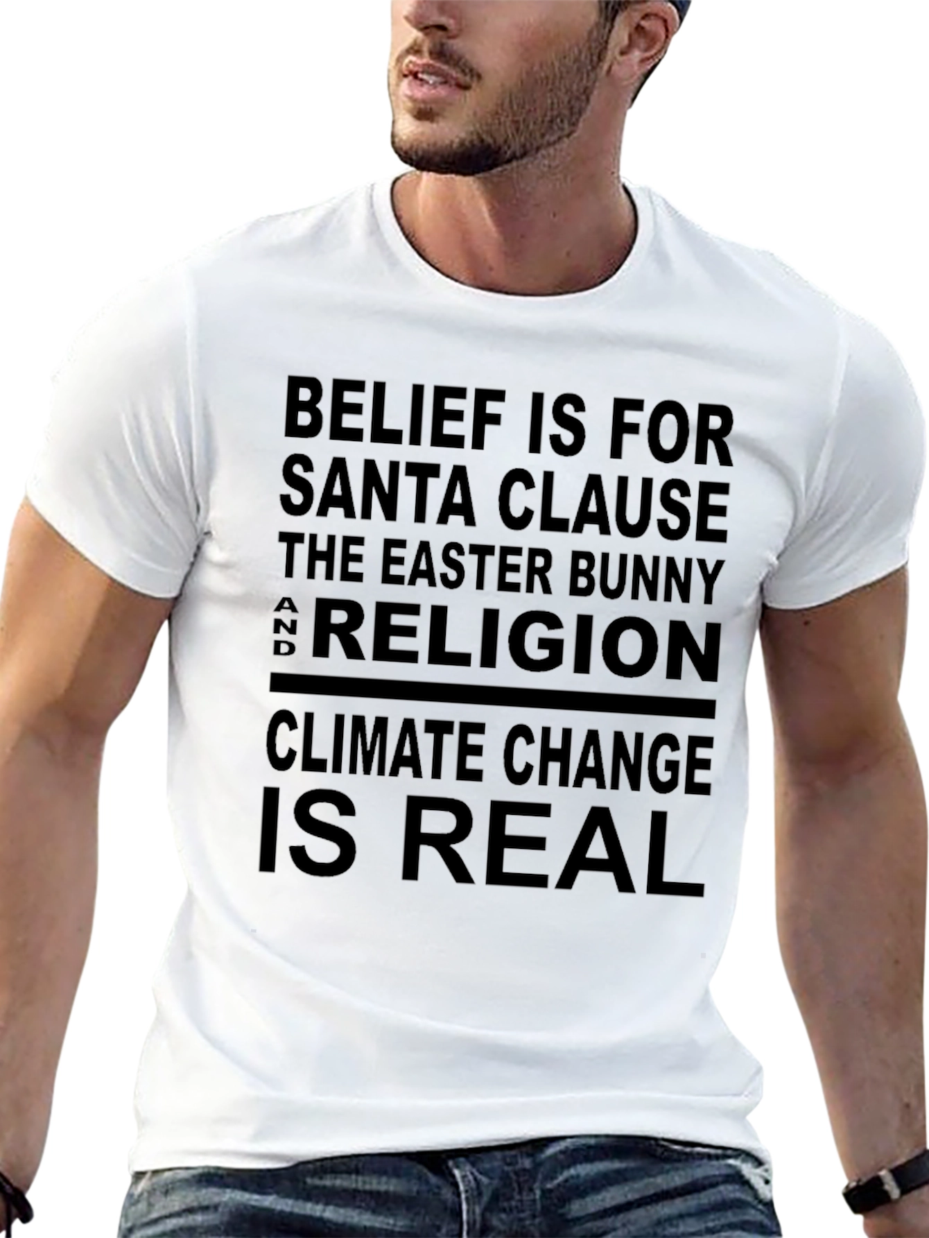 Belief Santa Climate Change Black Graphic T-Shirt