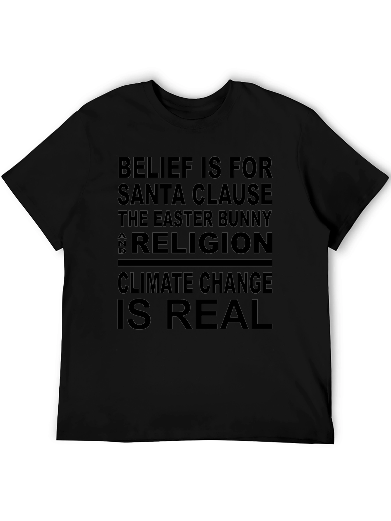 Belief Santa Climate Change Black Graphic T-Shirt