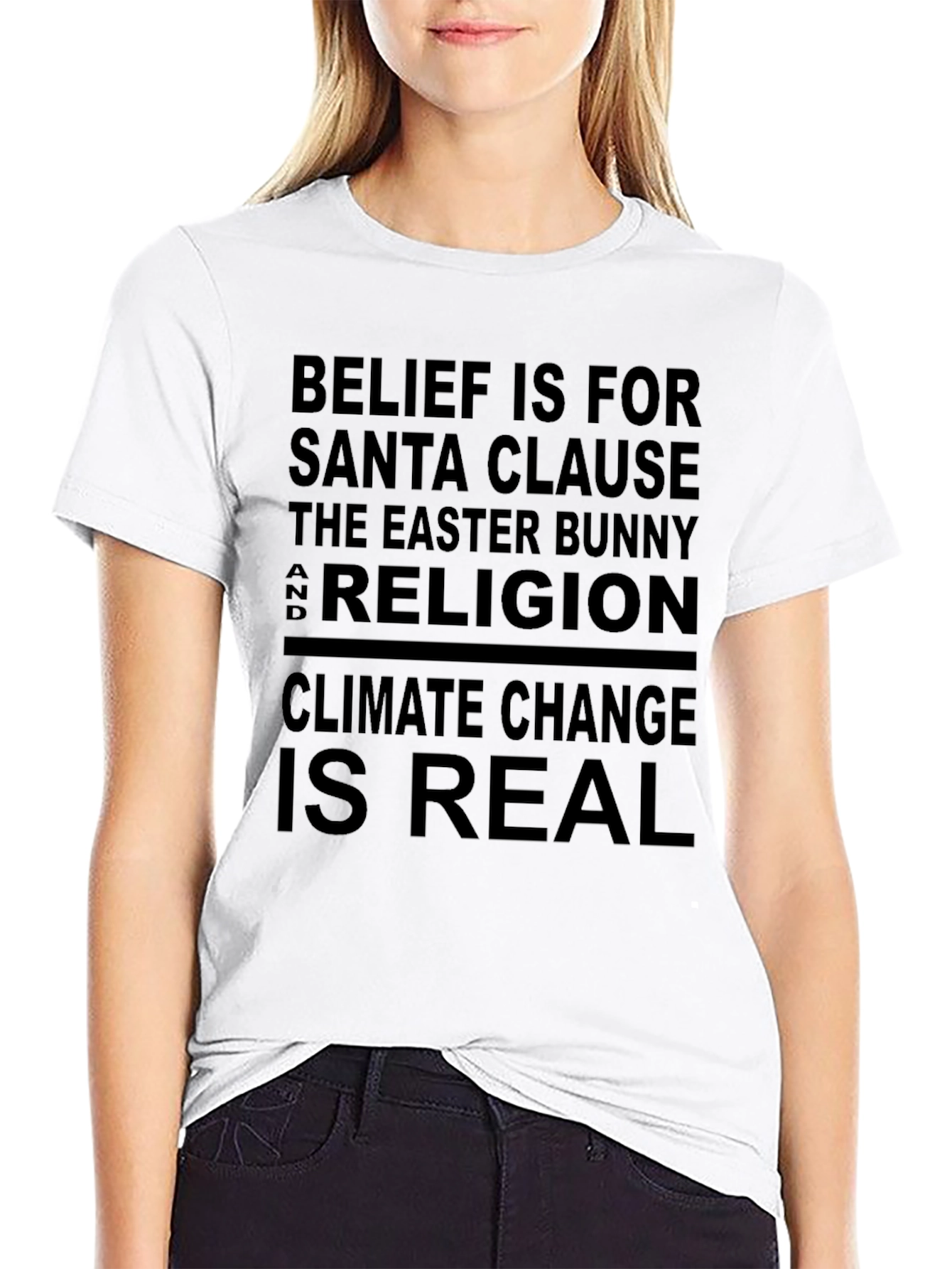 Belief Santa Climate Change Black Graphic T-Shirt