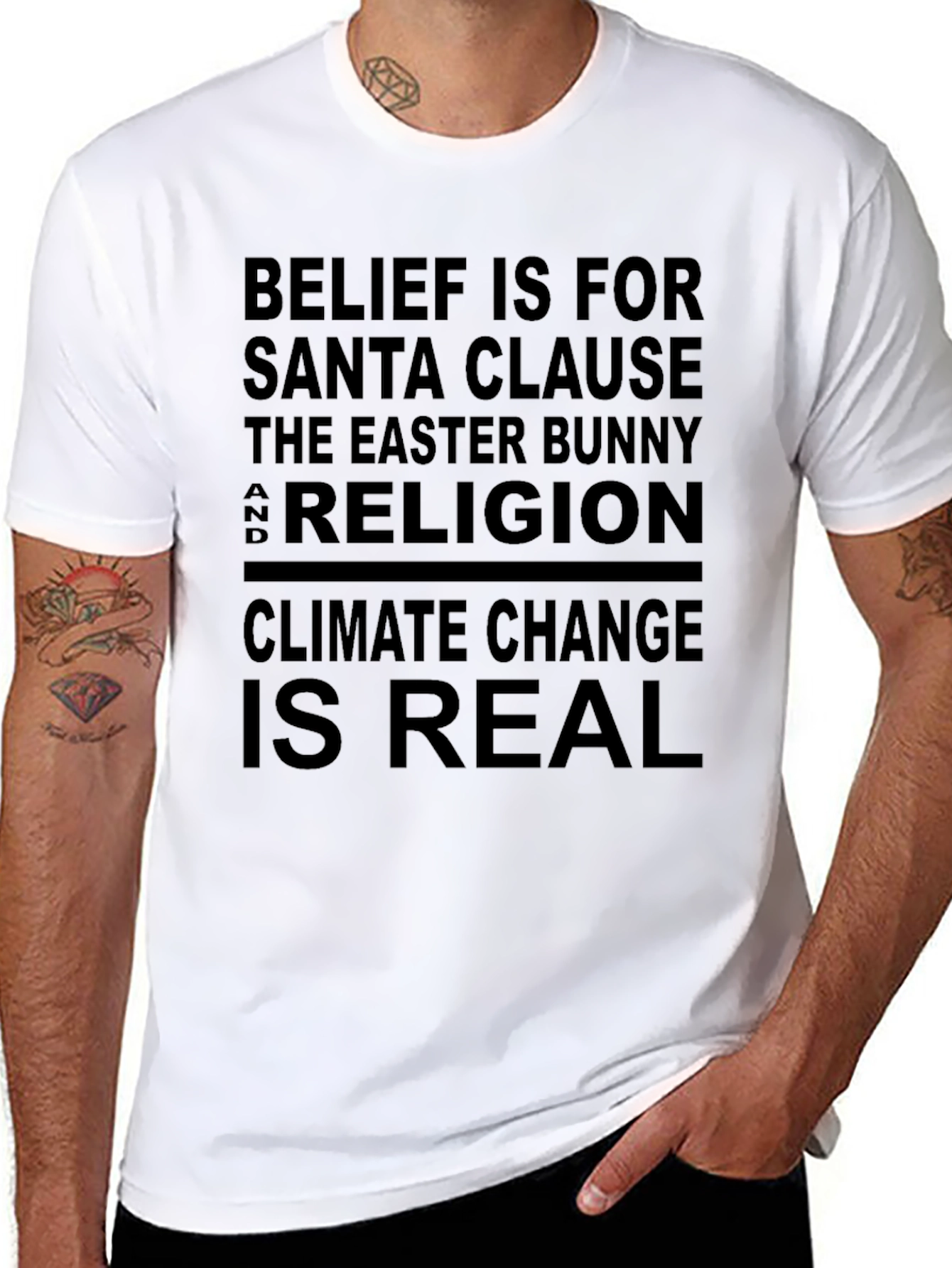 Belief Santa Climate Change Black Graphic T-Shirt