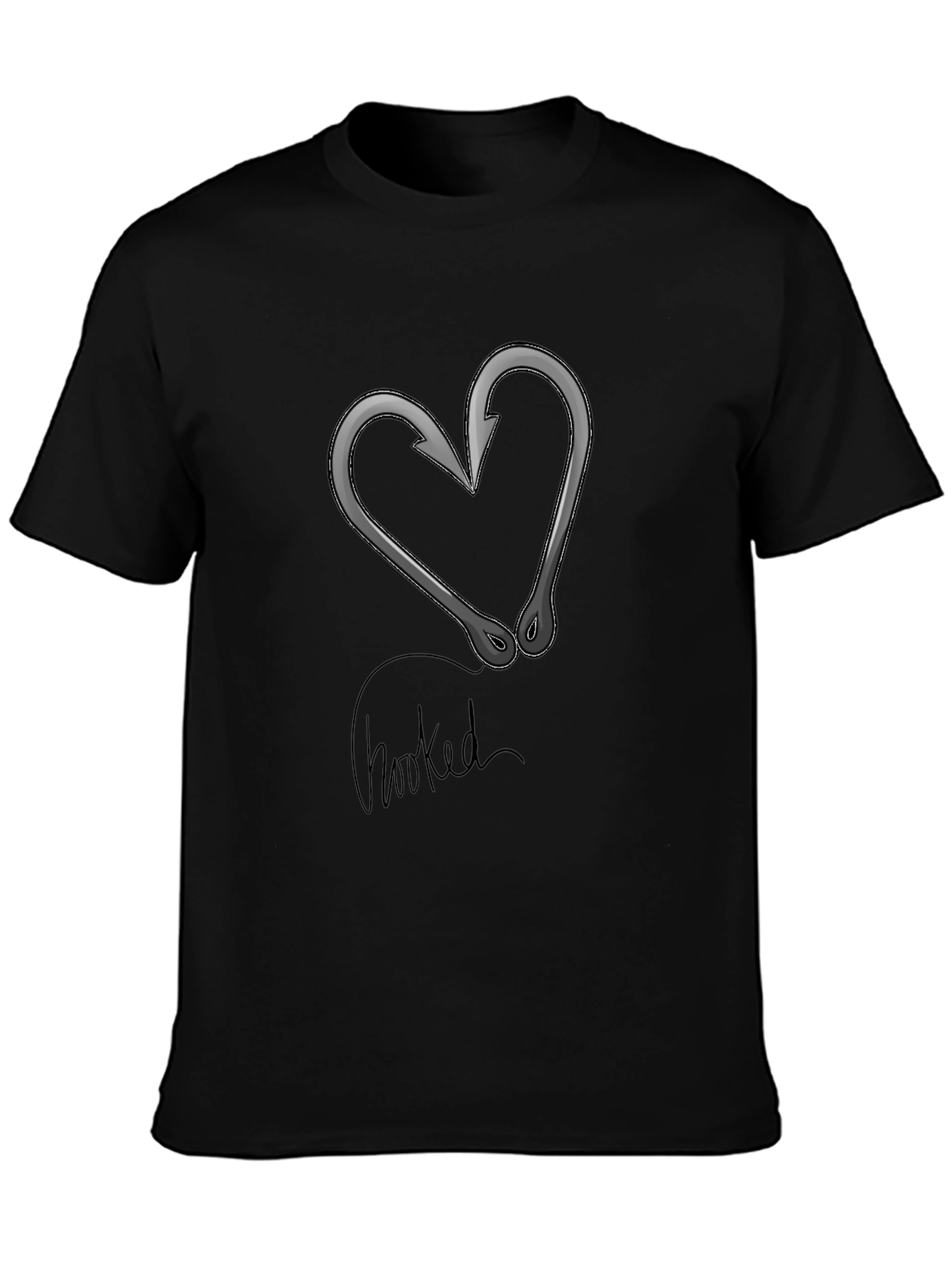 Hooked Heart Graphic T-Shirt - Black Cotton Tee