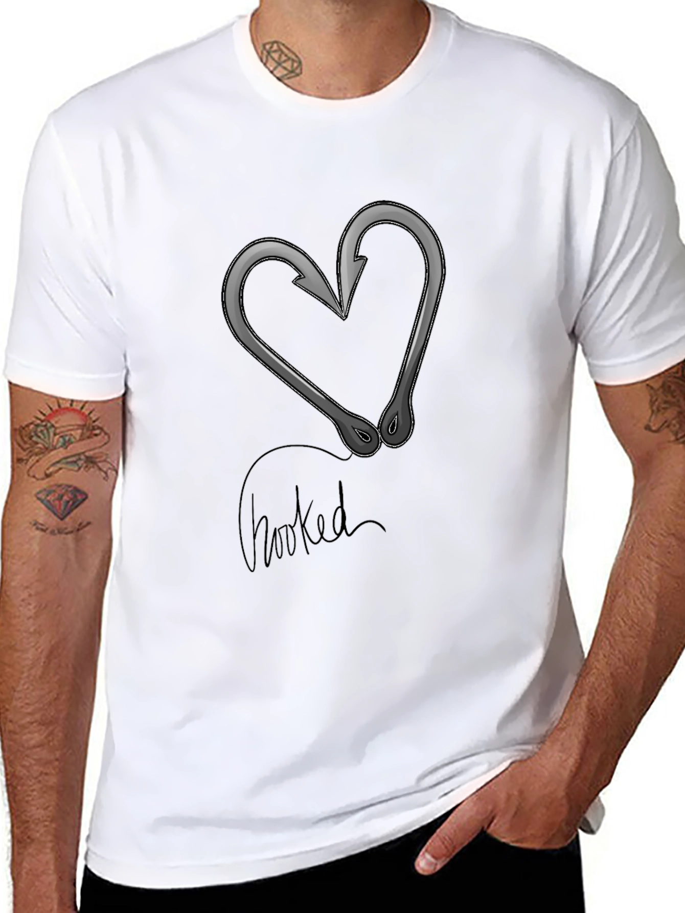 Hooked Heart Graphic T-Shirt - Black Cotton Tee