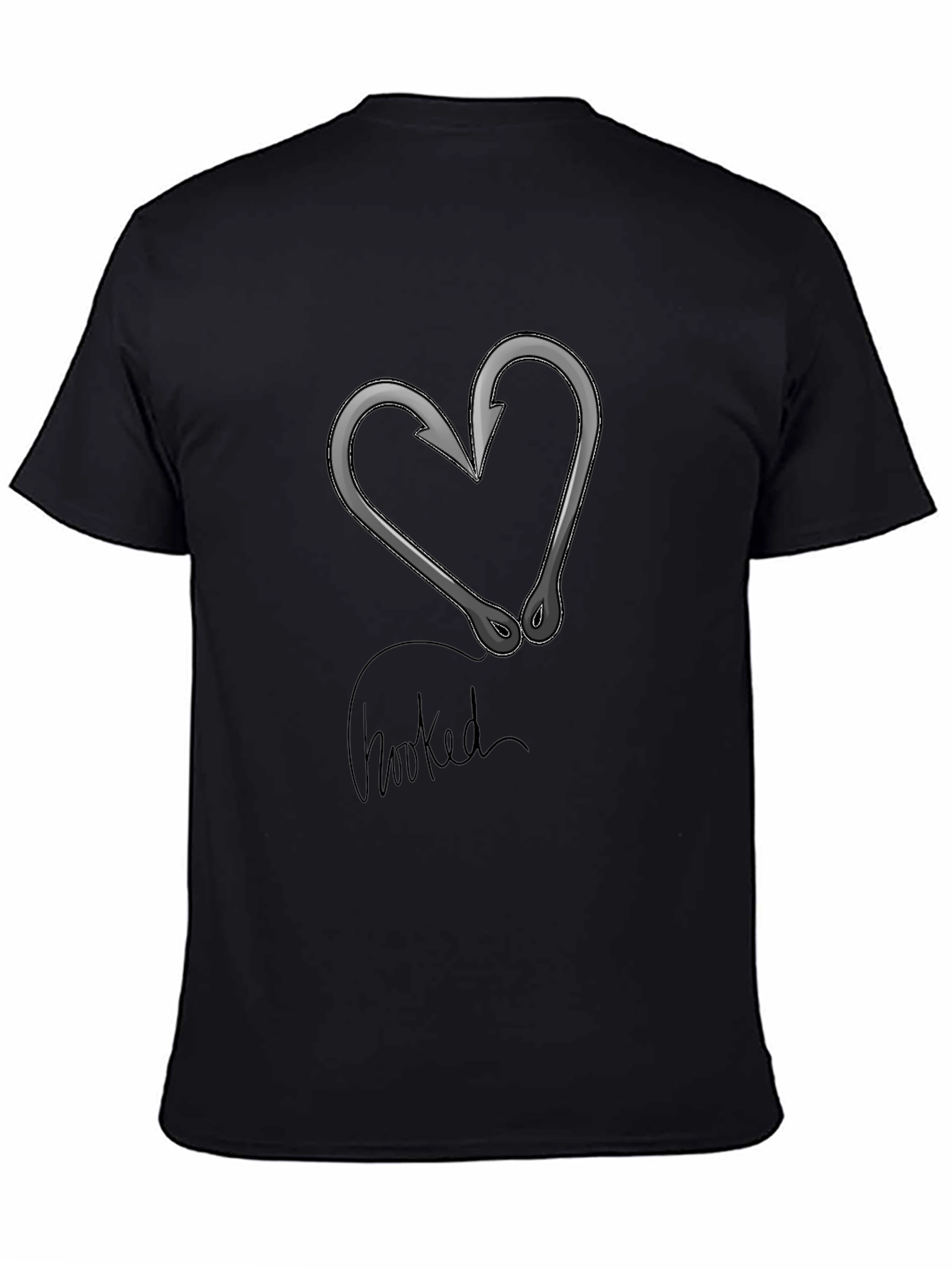Hooked Heart Graphic T-Shirt - Black Cotton Tee