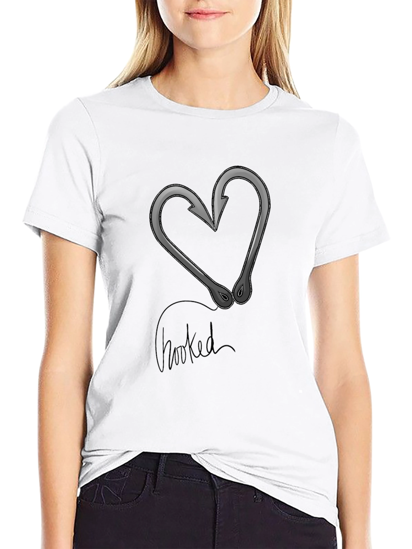 Hooked Heart Graphic T-Shirt - Black Cotton Tee