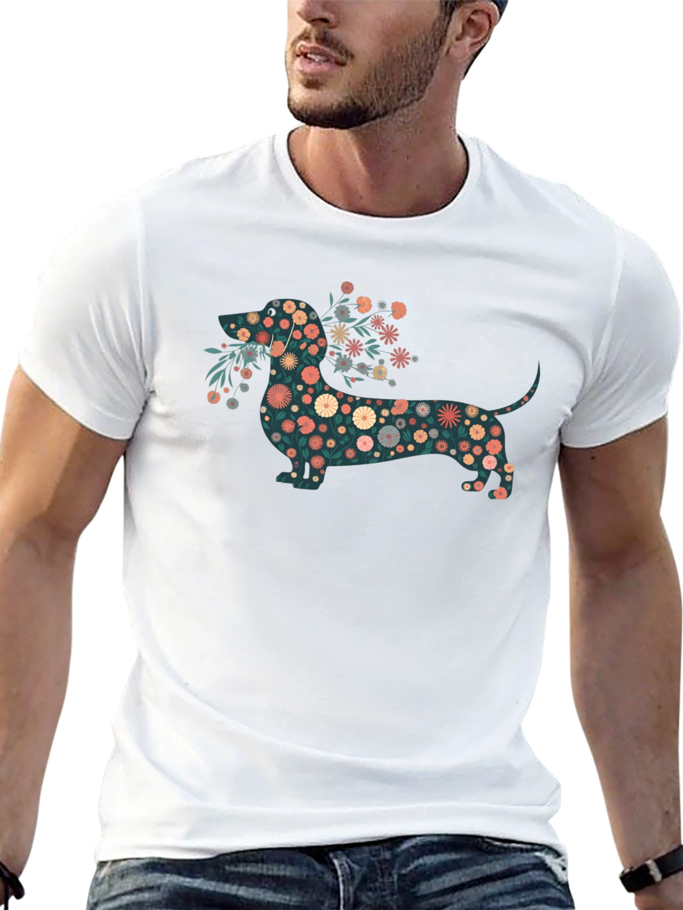 Floral Dachshund Graphic Tee - Stylish Comfort