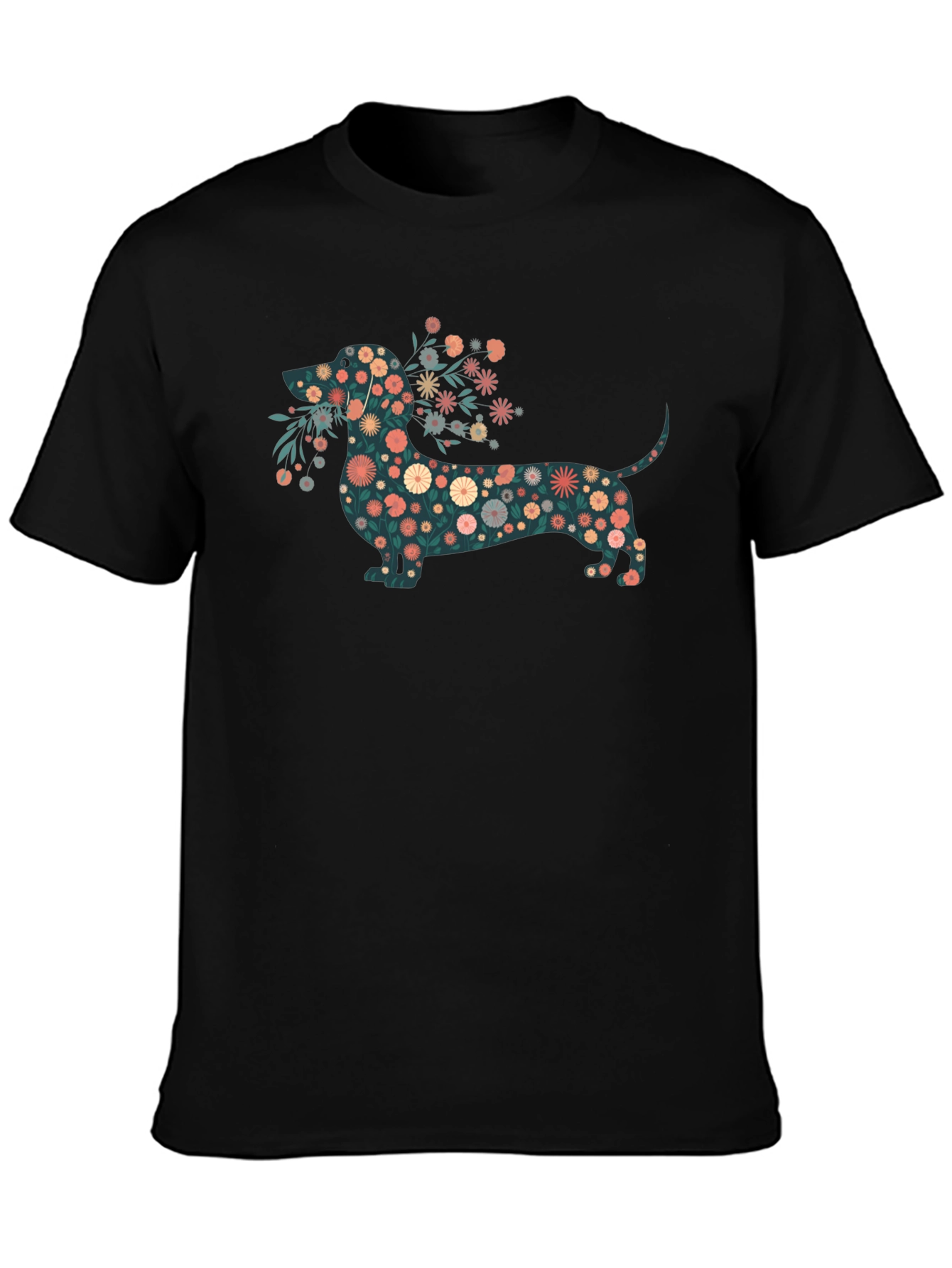 Floral Dachshund Graphic Tee - Stylish Comfort