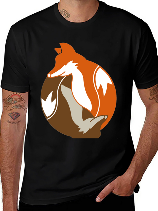 Stylish Fox & Badger Graphic Tee - Unique Animal Design!