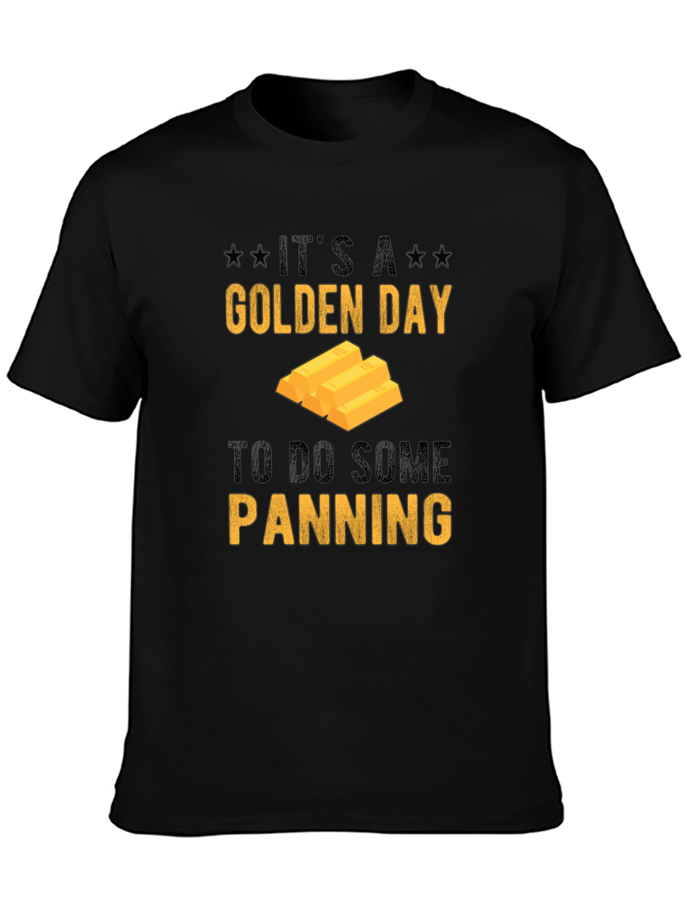 Golden Day Panning Graphic Tee - Black Cotton Shirt