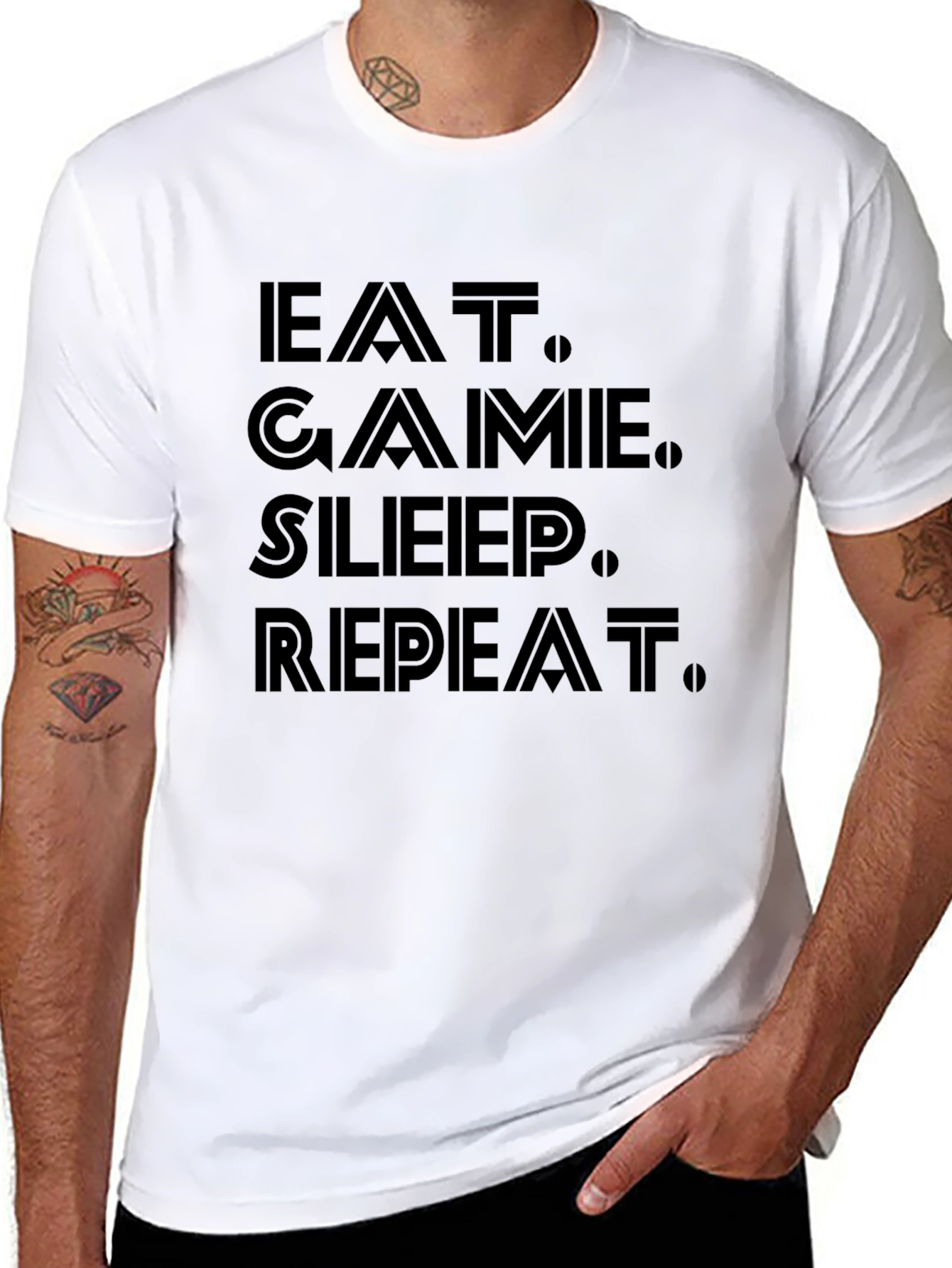 Eat Game Sleep Repeat Black Graphic Tee