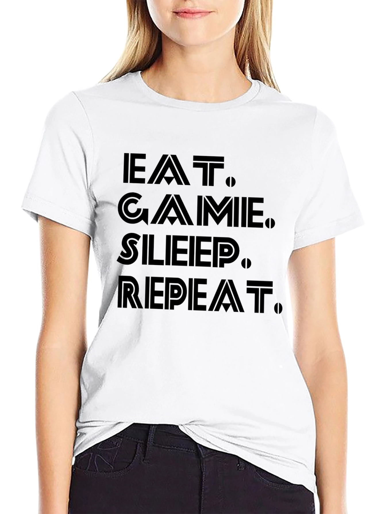 Eat Game Sleep Repeat Black Graphic Tee