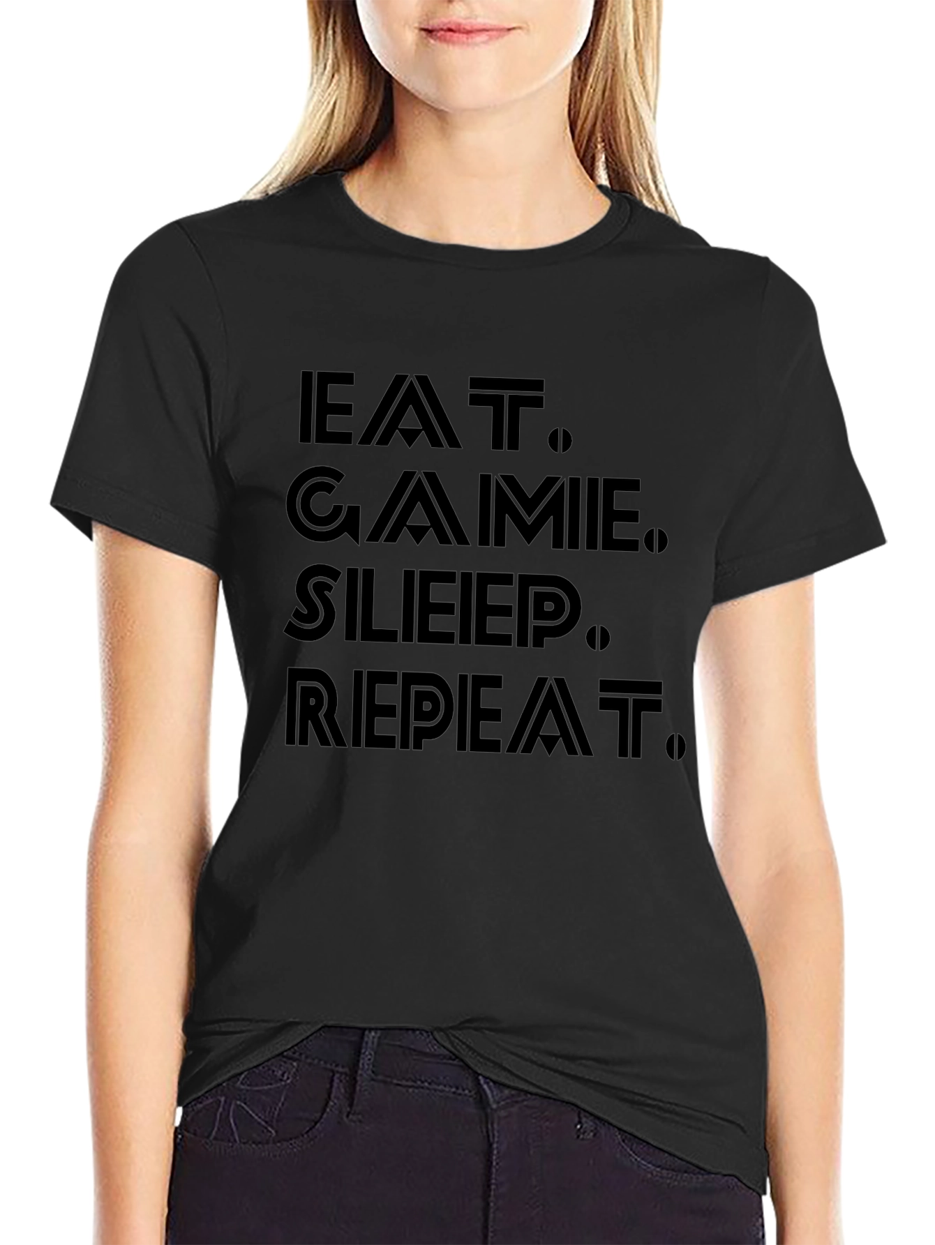 Eat Game Sleep Repeat Black Graphic Tee