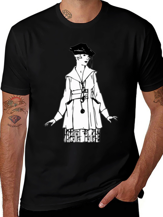 Vintage Fashion Illustration Black T-Shirt